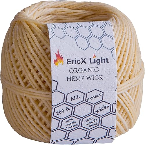 Miniatura 2 de EricX Light mecha de cáñamo, 100% orgánico, carrete de 200 pies, bien recubierta con cera de abejas natural, tamaño estándar (1.0 mm)