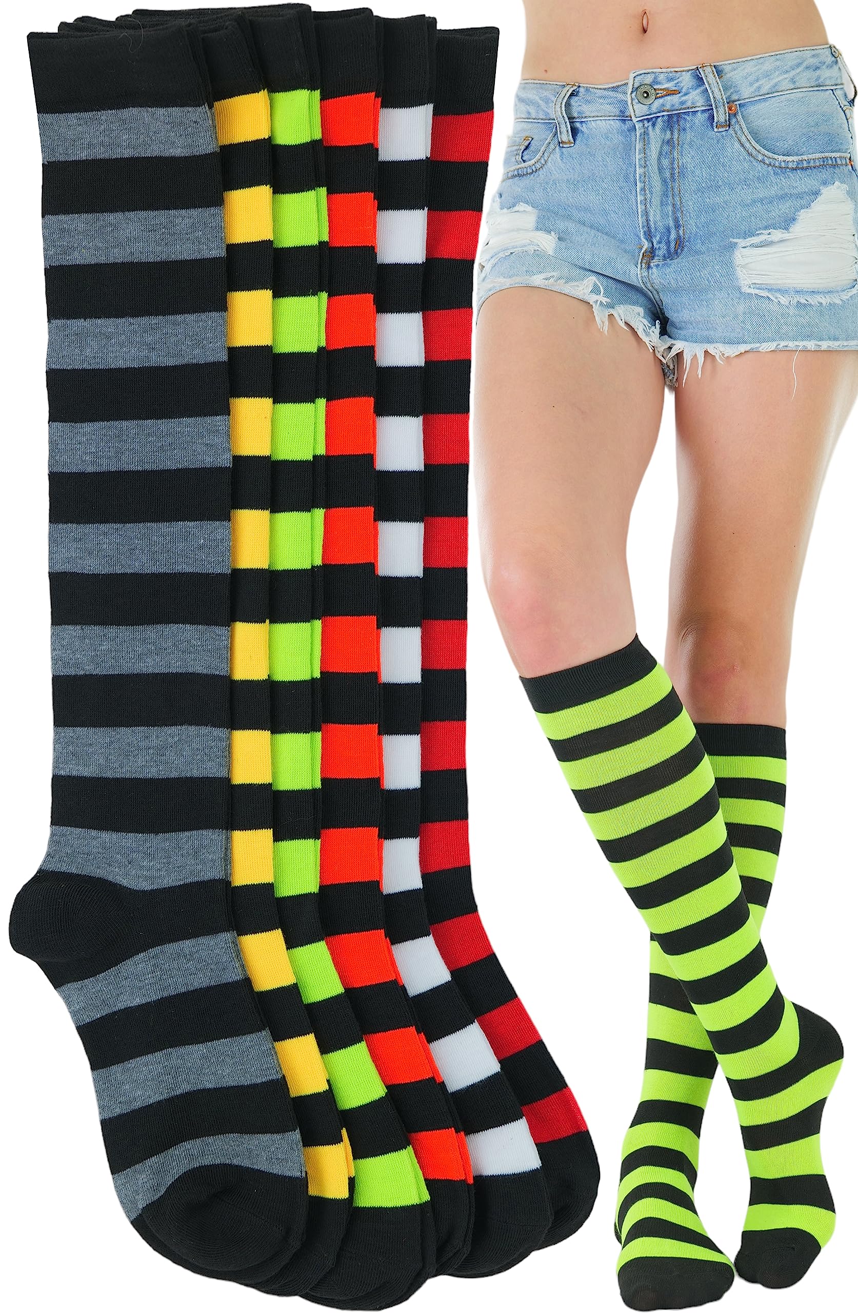 ToBeInStyle Women's Pack of 6 or 12 Knee High Socks