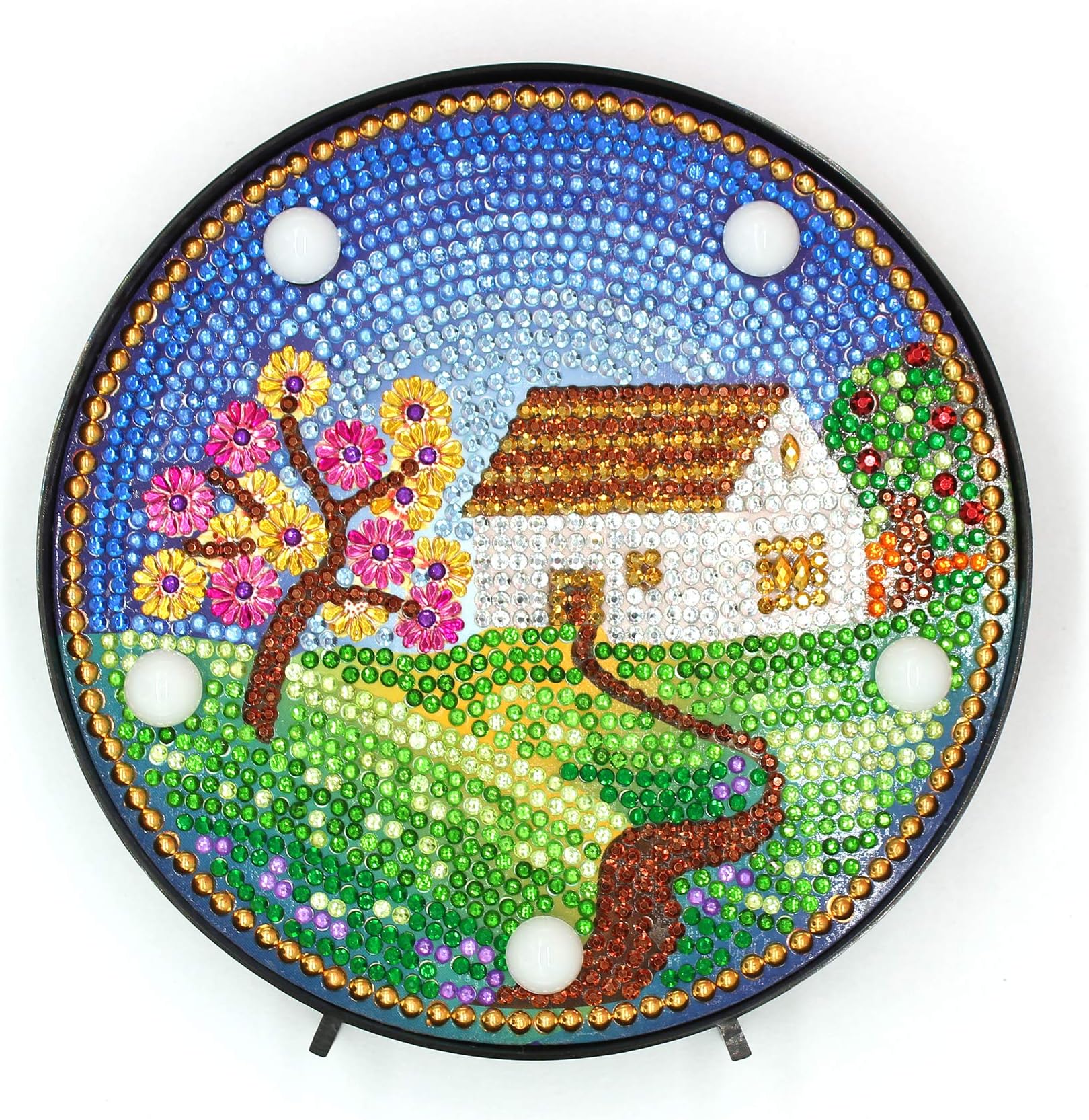 Yobeyi DIY Diamond Painting Lamp with LED Lights Full Drill Crystal Drawing Kit Bedside Night Light Arts Crafts for Home Decoration or Christmas Gifts 6.0x6.0inch (Fairytale House)