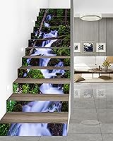 Vista 3 de FLFK - Adhesivos de escalera con efecto cascada - Juego de 15, adhesivos para peldaños de escalera tipo pela y pega, 39.3 x 7.08 pulgadas