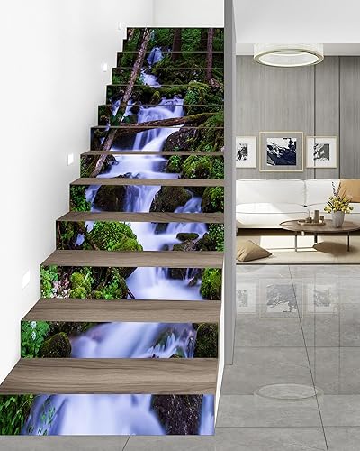 Miniatura 3 de FLFK Calcomanías para escaleras en cascada, juego de 15, calcomanías para elevadores de escaleras de pelar y pegar, 39.3 x 7.08 pulgadas