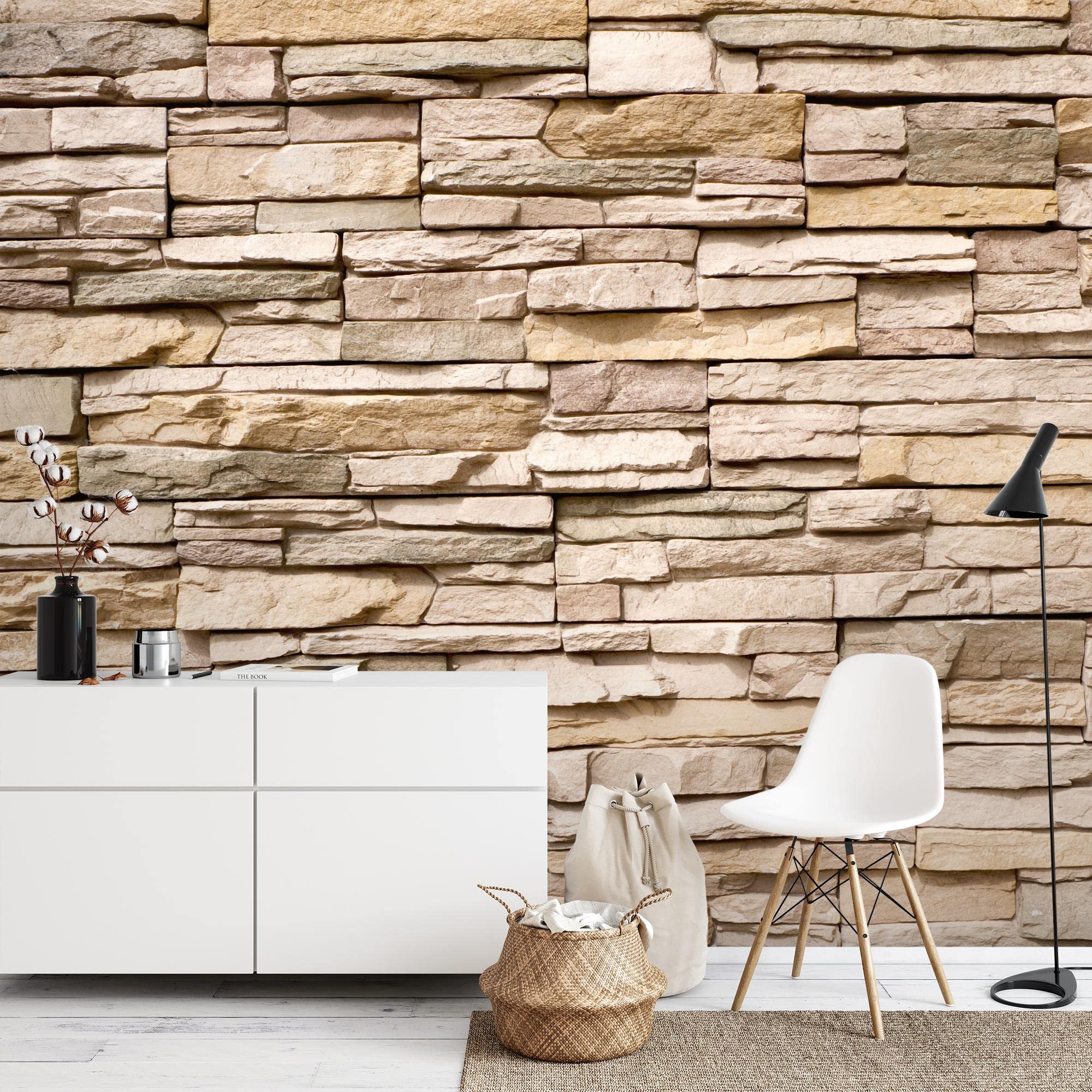 Runa Art Carta da parati fotografica Effetto Steinwand 3D 352 x 250 cm Vello Sfondo Murale XXL Moderne Decorazione Soggiorno Camera De Letto Sala Ufficio Marrone 9019011b