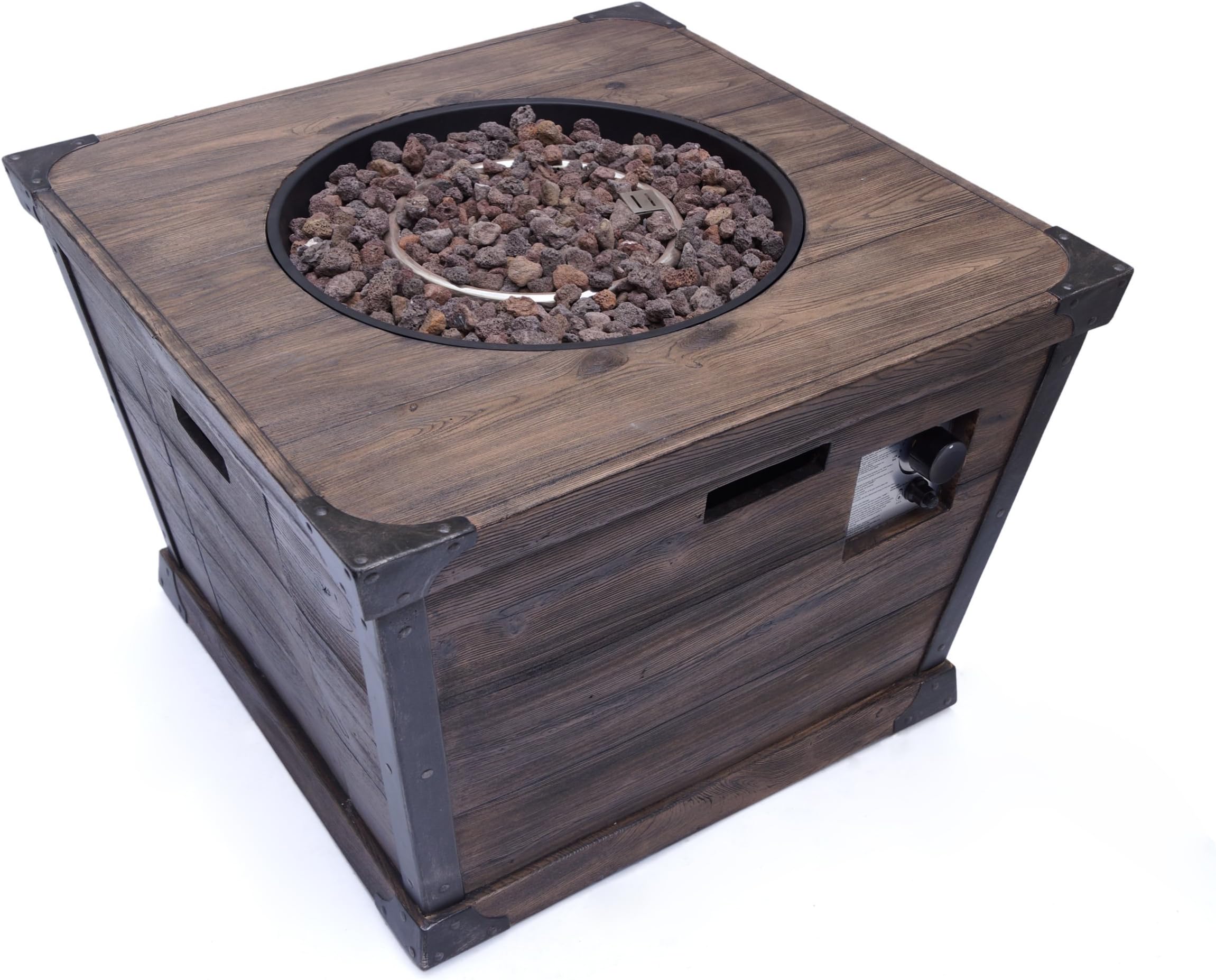 Christopher Knight Home Delaney Outdoor Square Firepit - 40,000 BTU, 32", Brown