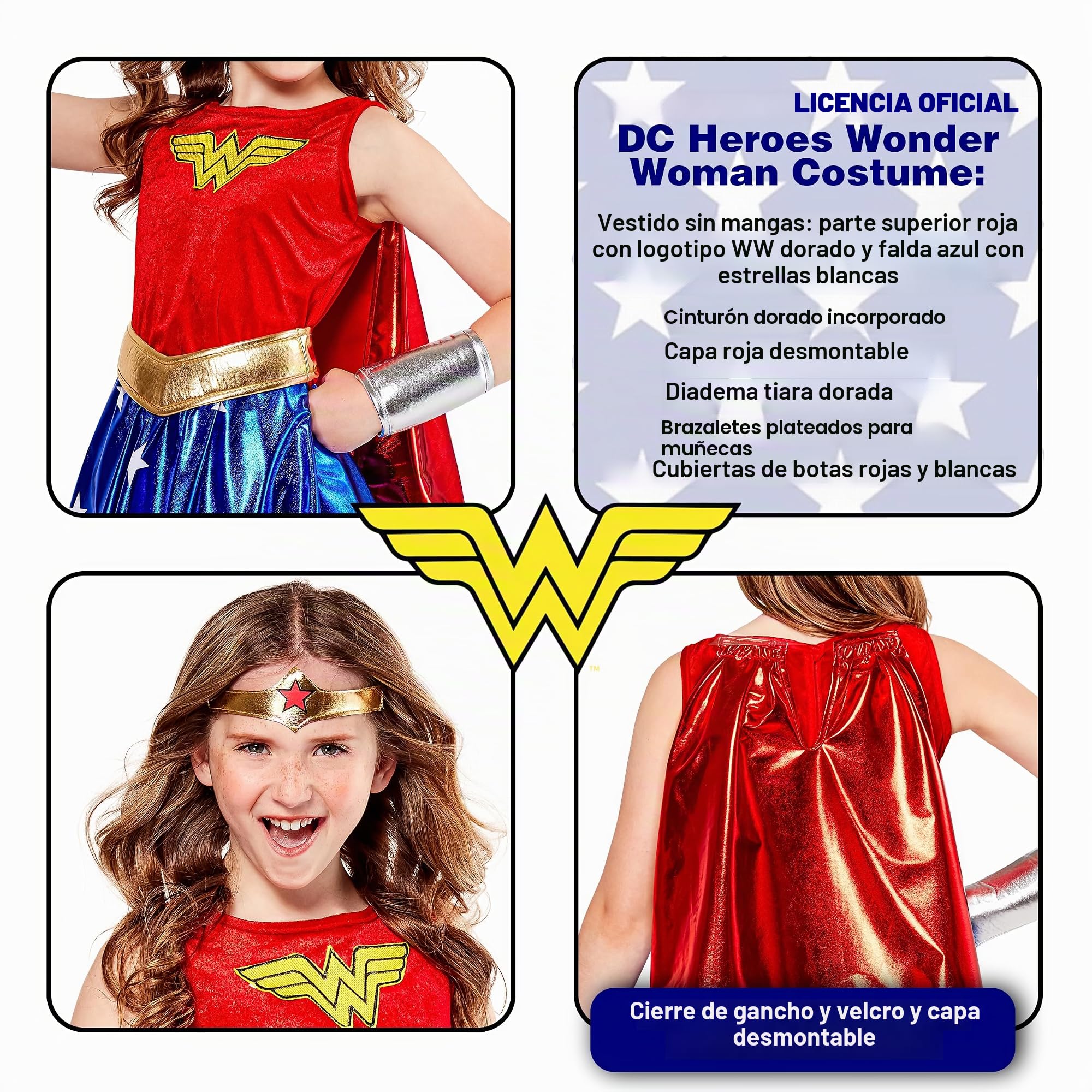 Rubie's Official DC Wonder Woman Deluxe Girls Costume, Kids Fancy Dress Super Hero