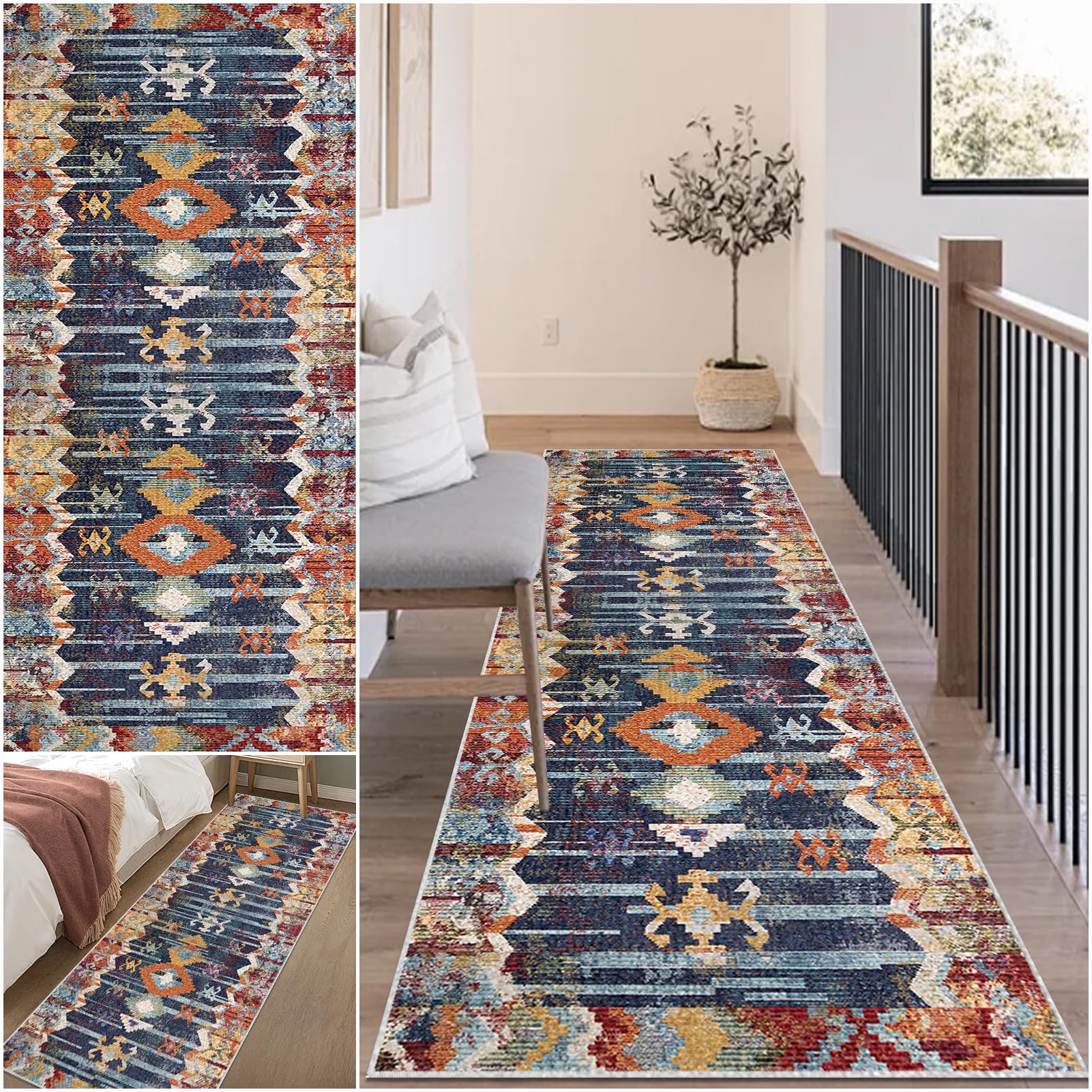 Hallway Runner Carpet Hall Runners Non Slip Extra Long Washable Kitchen Rug Runners For Hallways Entryway Low Pile Area Rugs Door Mat Indoor Carpet Runners For Hallway Bedroom Laundry 40 x 60 cm