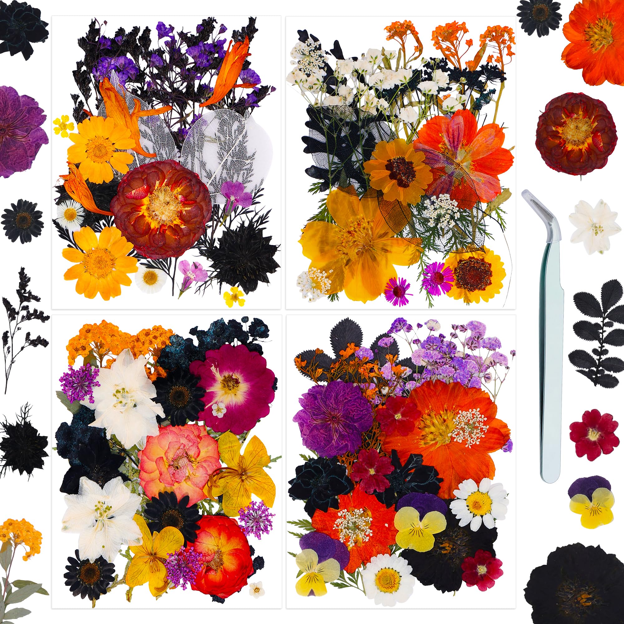 Resiners Pressed Flowers Halloween Dried Flowers for Crafts