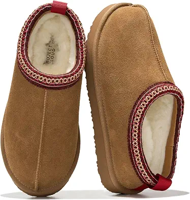 100% Genuine Leather Womens Slippers Fur-Lined Shearling Slippers for Women