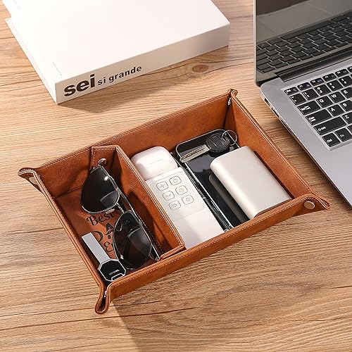 Miniatura 6 de Regalos para el mejor marido de la historia, práctico regalo para hombres, bandeja de valet de piel sintética y llavero, para marido, cumpleaños,