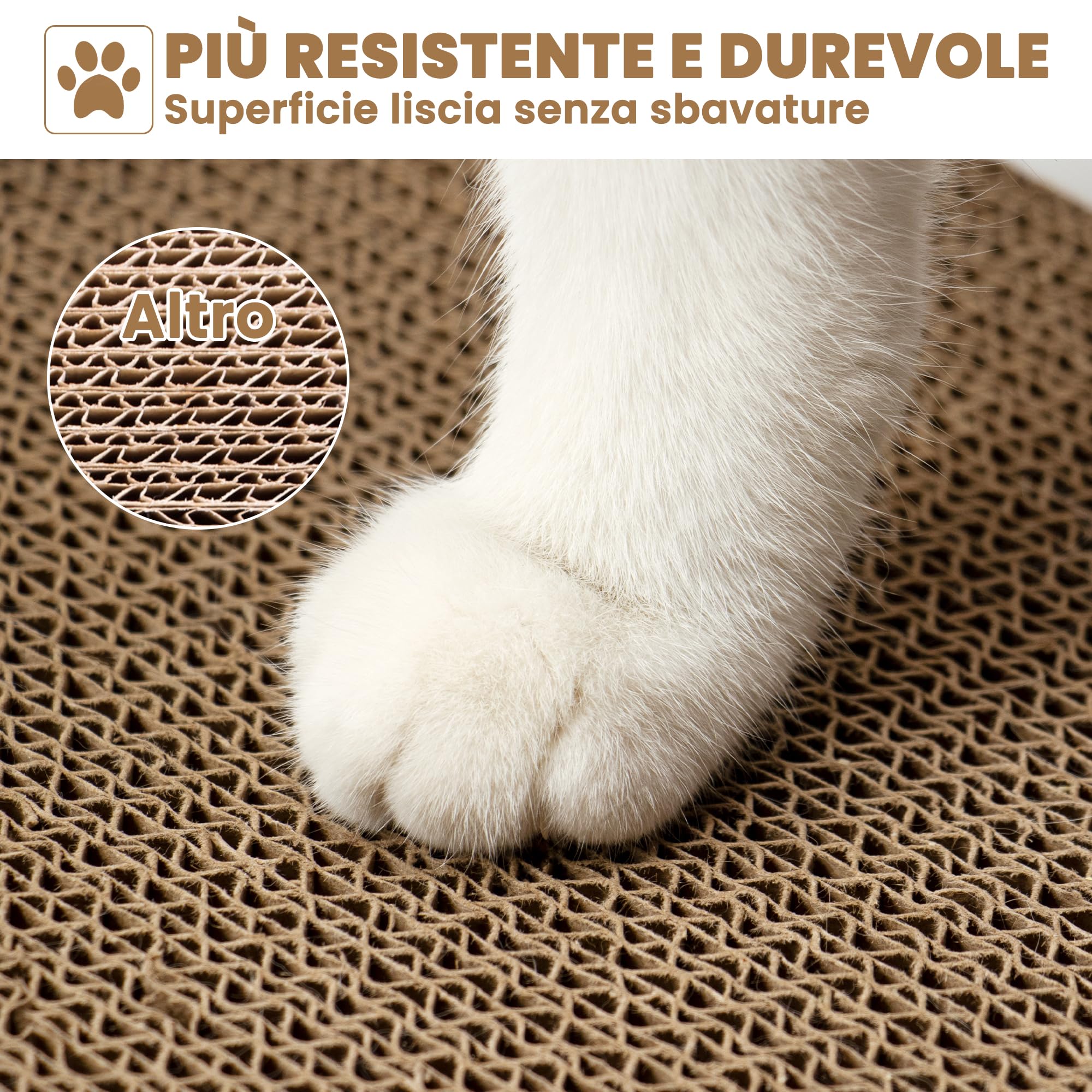 Ycozy Tiragraffi per Gatti 5 in 1, Tiragraffi Gatto Tiragraffi 2 Strati Bifacciale, 43 x 25,5 x 12,7 cm, con 5 pezzi di Cartone di Ricambio Interattivo, per Gatti Piccoli e Grandi