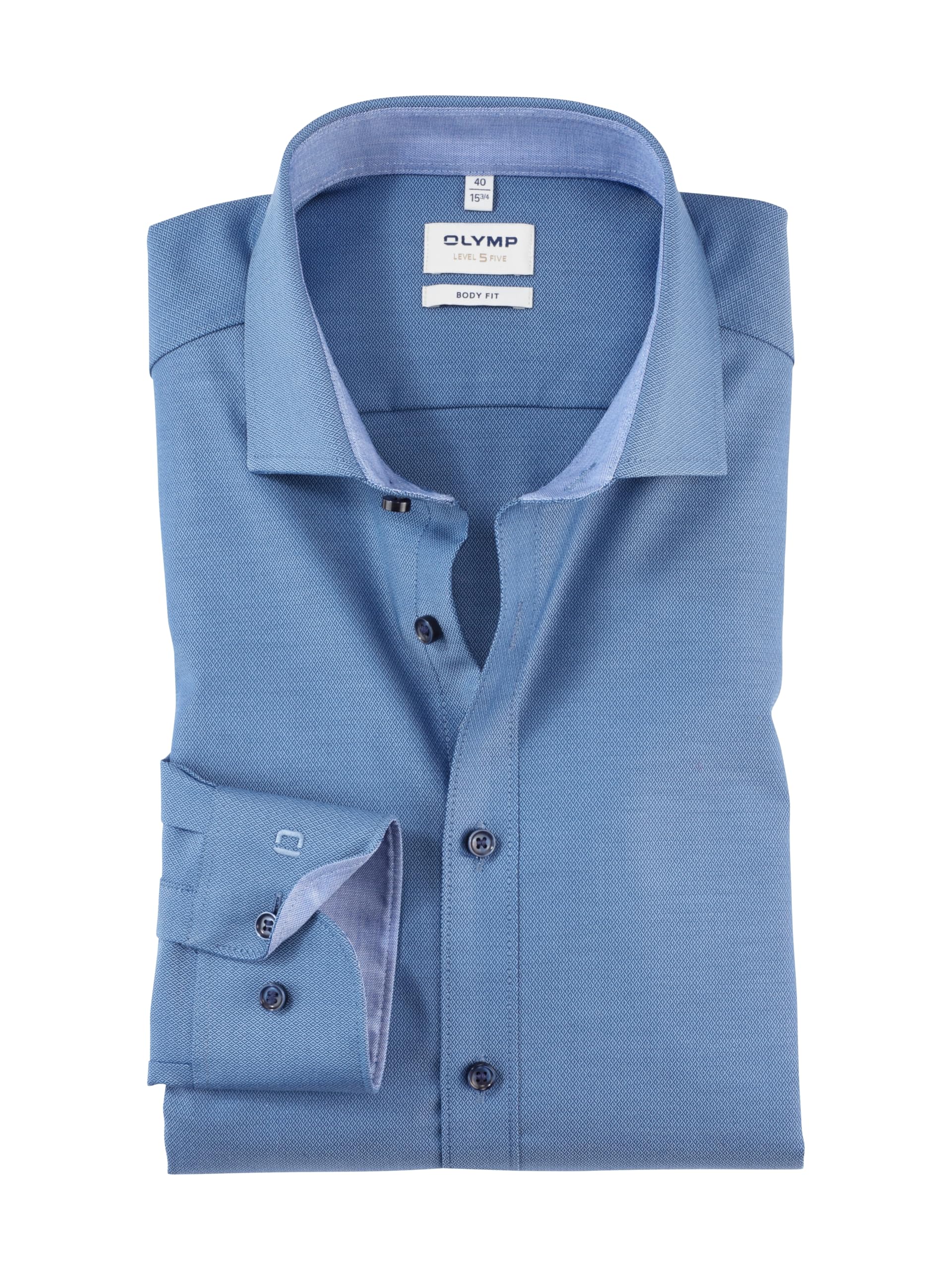 OLYMP Men Shirt Long Sleeve Level Five,Plain,Slim Fit,Classic,Blau 15,40