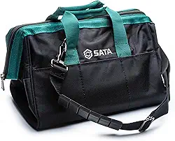 SATA Bolsa de ferramentas portátil de 33 cm com estrutura à prova d'água e vários bolsos internos e externos, armazenamento de ferramentas e organizador – ST95181