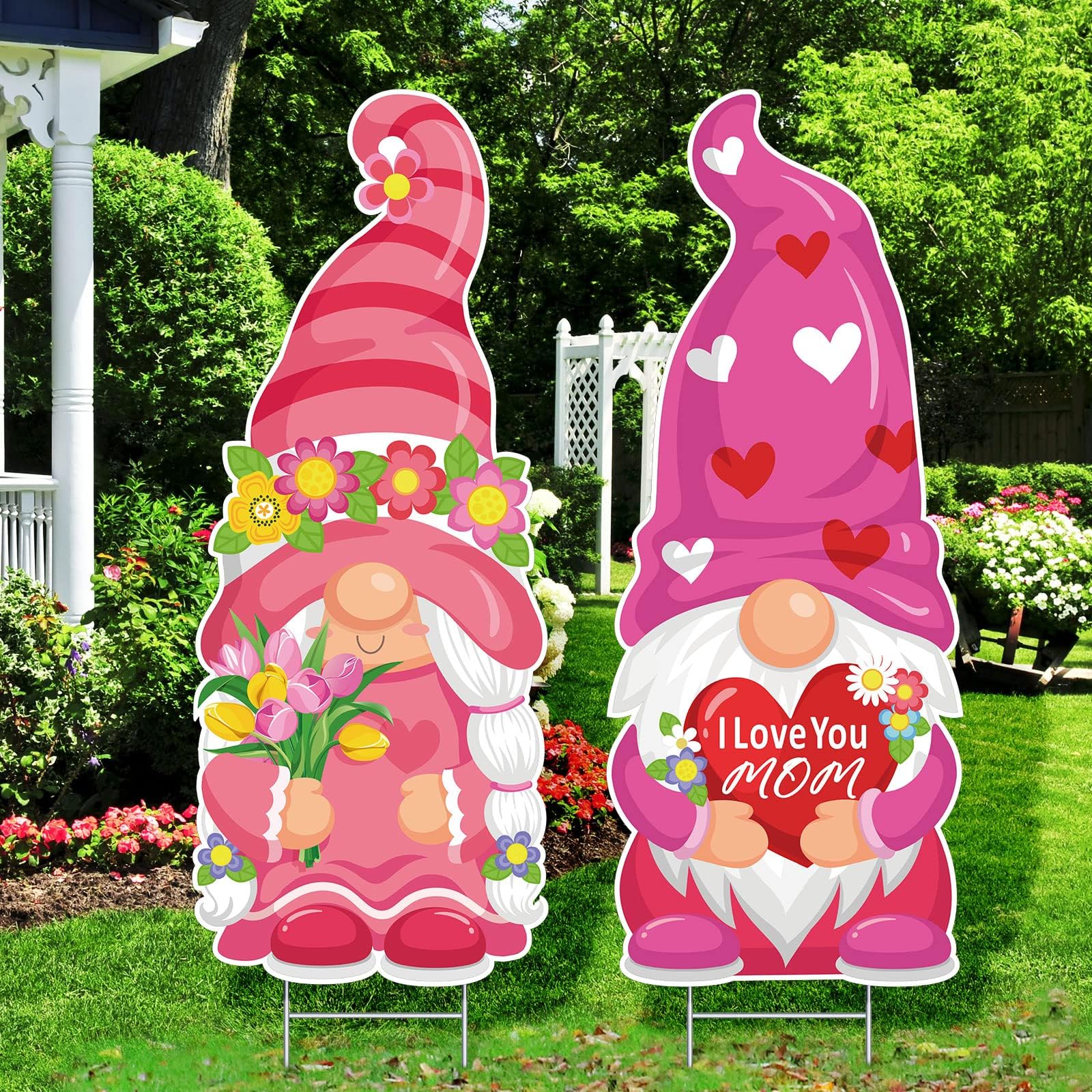 ADXCO 8 Packs Happy Mother's Day Yard Signs Love Mom Lawn