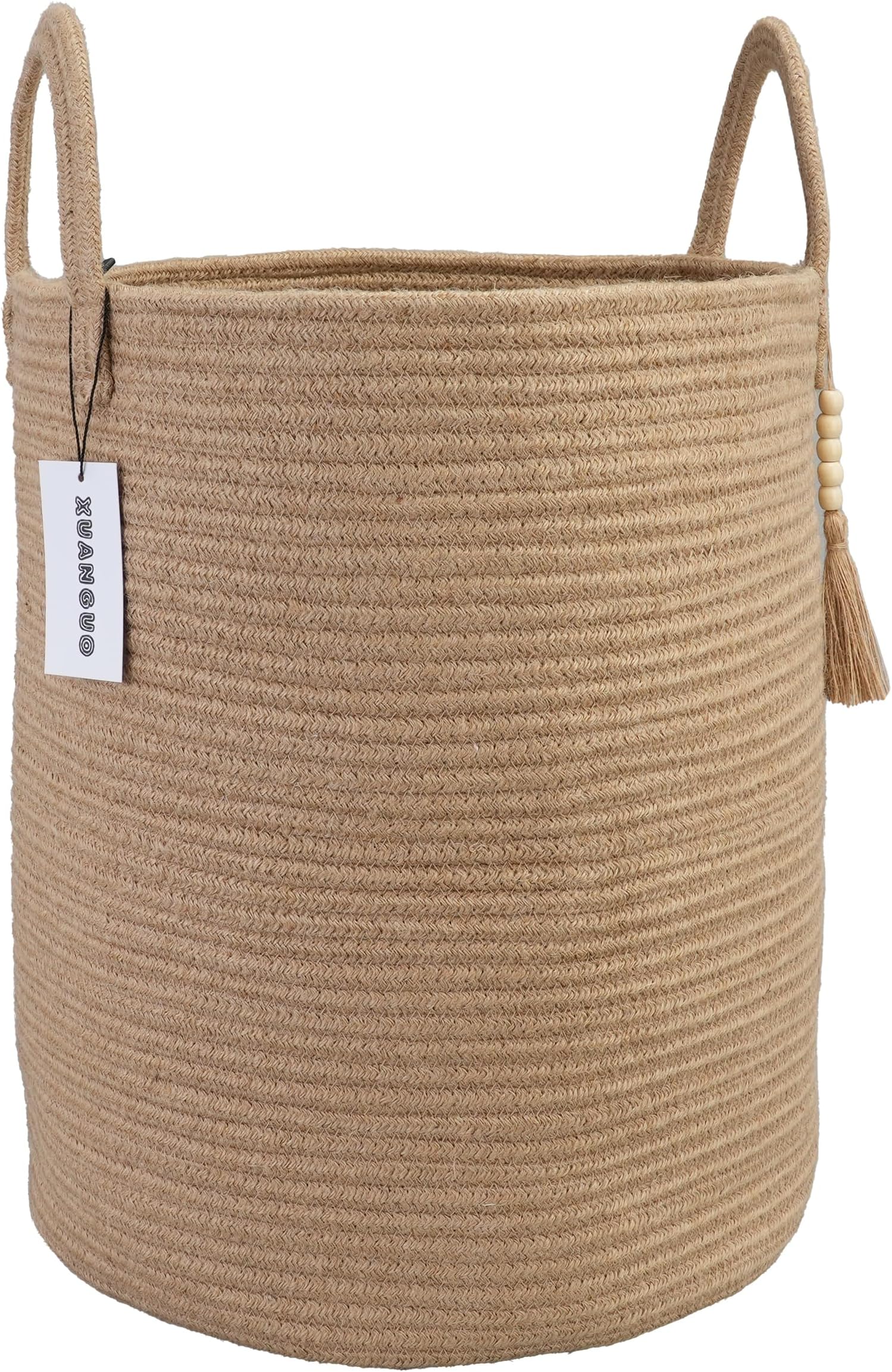 XUANGUO Rope Laundry Basket Laundry Hamper for Clothes Woven Storage Basket for Living Room Bedroom Boho Tall Rope Baskets for Blanket Toys Pillow Towels Baby Nursery Hamper Bin jute