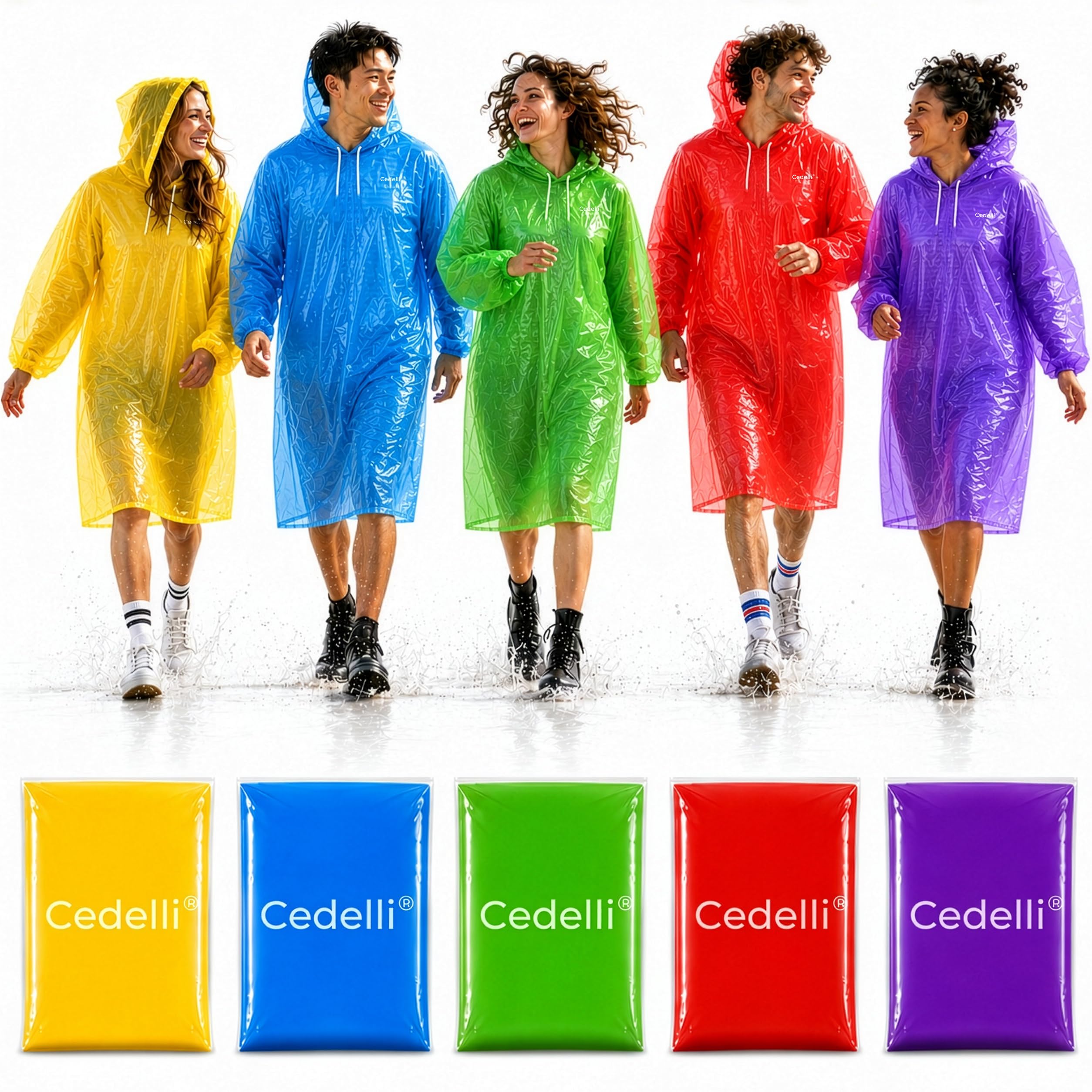 5 Einweg Regenponchos | Festivals, Karneval, Outdoor - extra robust!