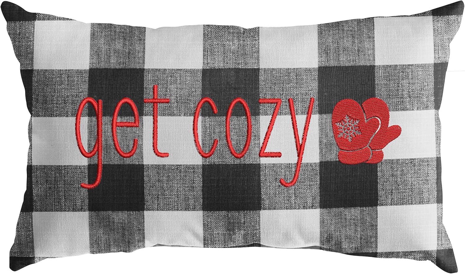 Sorra Home AZ658221SP Indoor/Outdoor Pillow, 13 in x 20 in x 6 in, Black Buffalo Plaid