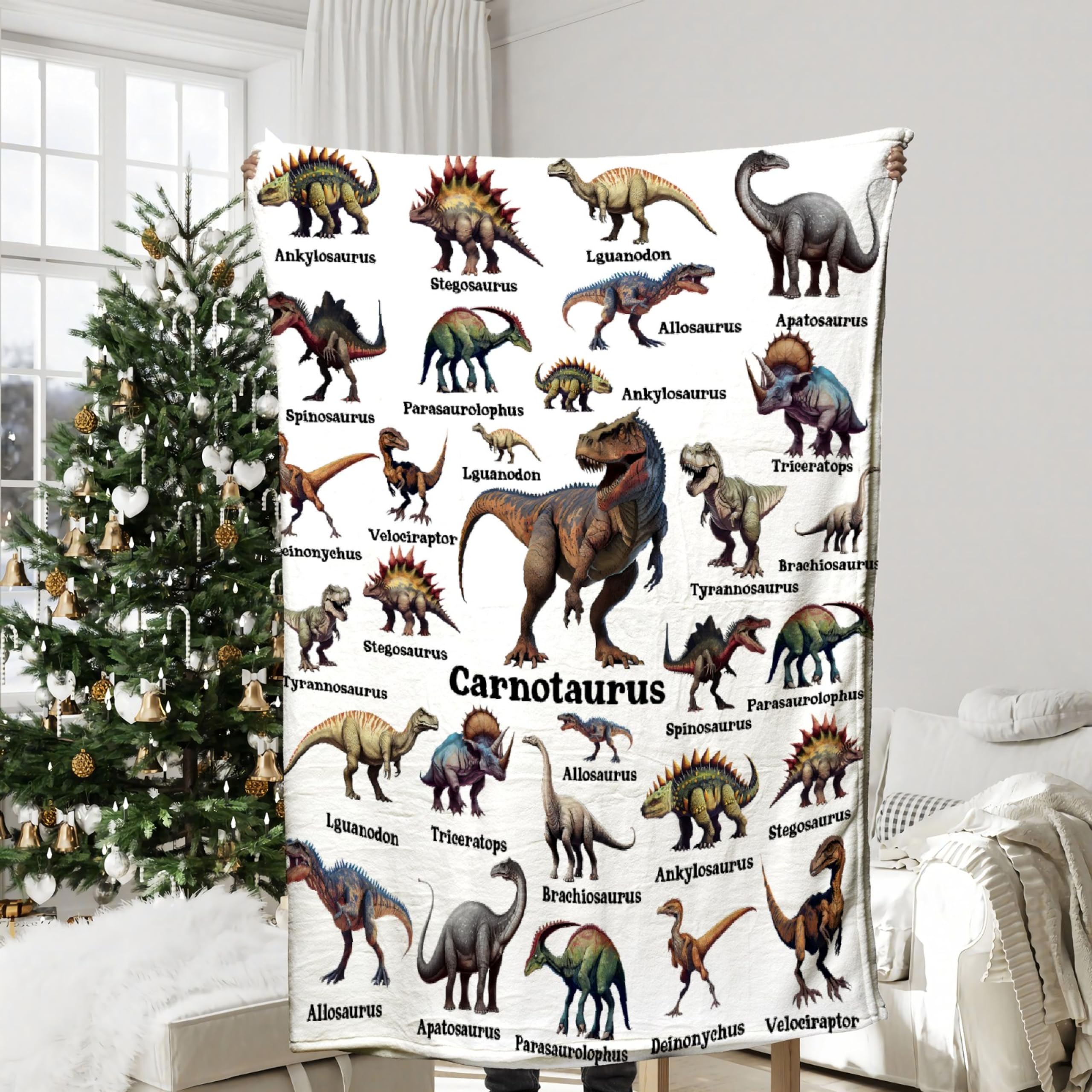 Dinosaurier Plüschdecke – Weiche Fleece Decke 102x128cm Für Kinder & Erwachsene