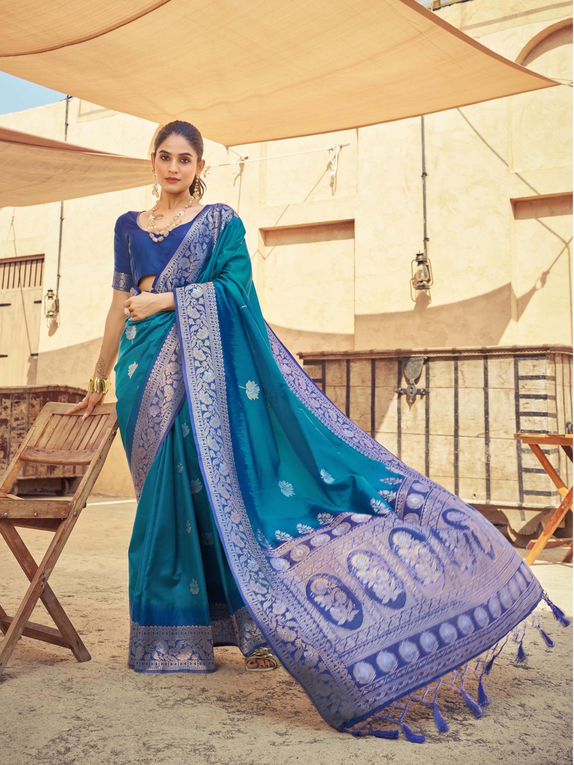 SWORNOF Women's Kanjivaram Soft Silk Banarasi Sarees With Unstiched Blouse Piece product image 2