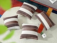 Vista 95 de AmHoo - Juego de 2 fundas de almohada decorativas para casa de campo, a rayas y a cuadros, juego de fundas de almohada de algodón y lino para sofá