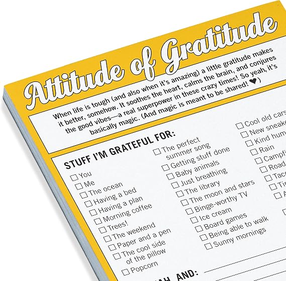 1-Count Knock Knock Attitude of Gratitude Nifty Note Pad, Gratitude Checklist Memo Notepad, 4 x 5.25-inches