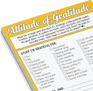 1-Count Knock Knock Attitude of Gratitude Nifty Note Pad, Gratitude Checklist Memo Notepad, 4 x 5.25-inches