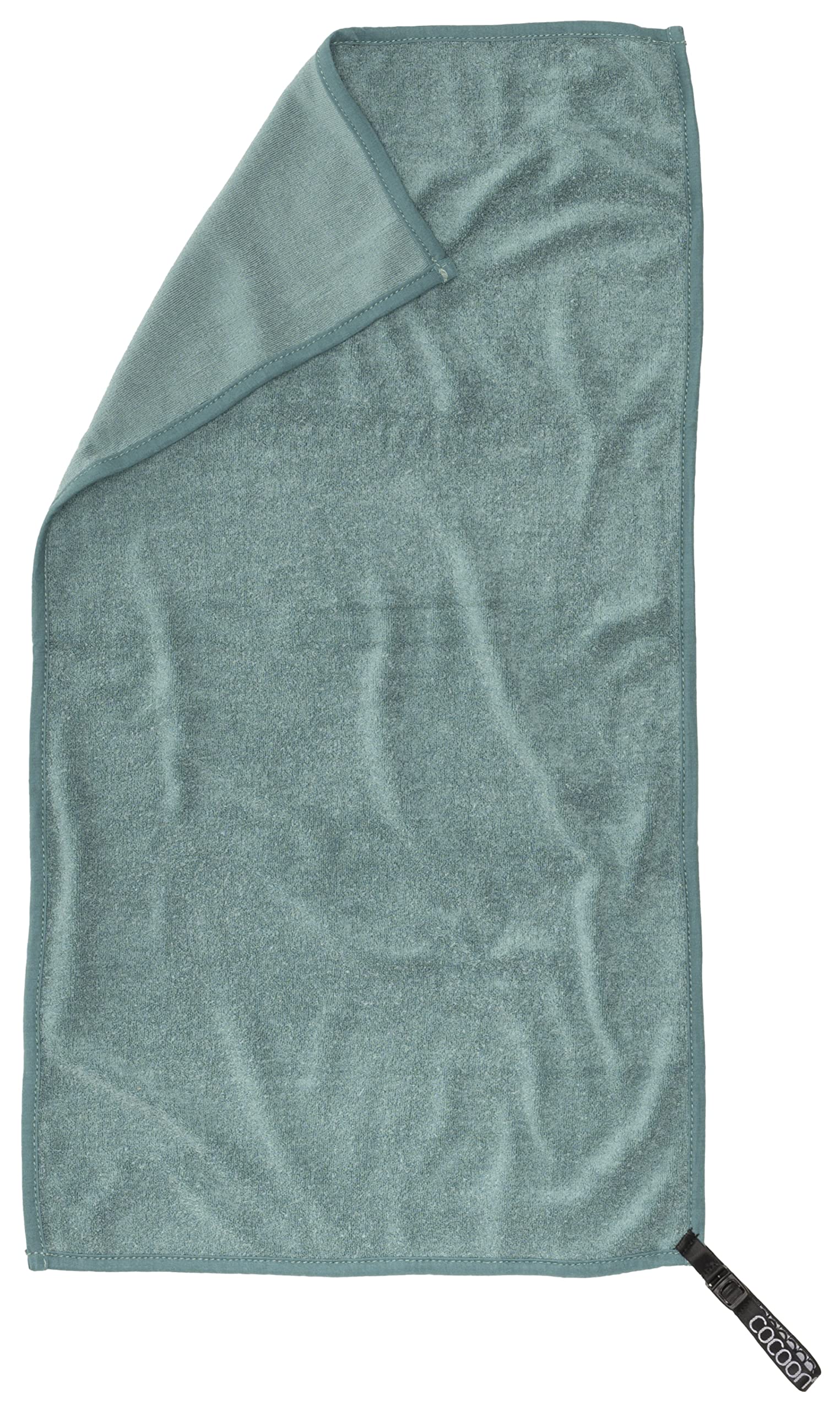 Cocoon Nile Green Eco Travel Towel Lying Surface Small