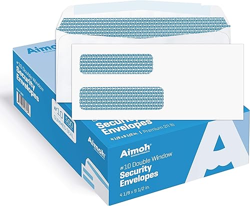 500#10 Sobres de correo comercial de seguridad de doble ventana para facturas, declaraciones y documentos legales Cierre GUMMED, teñido de