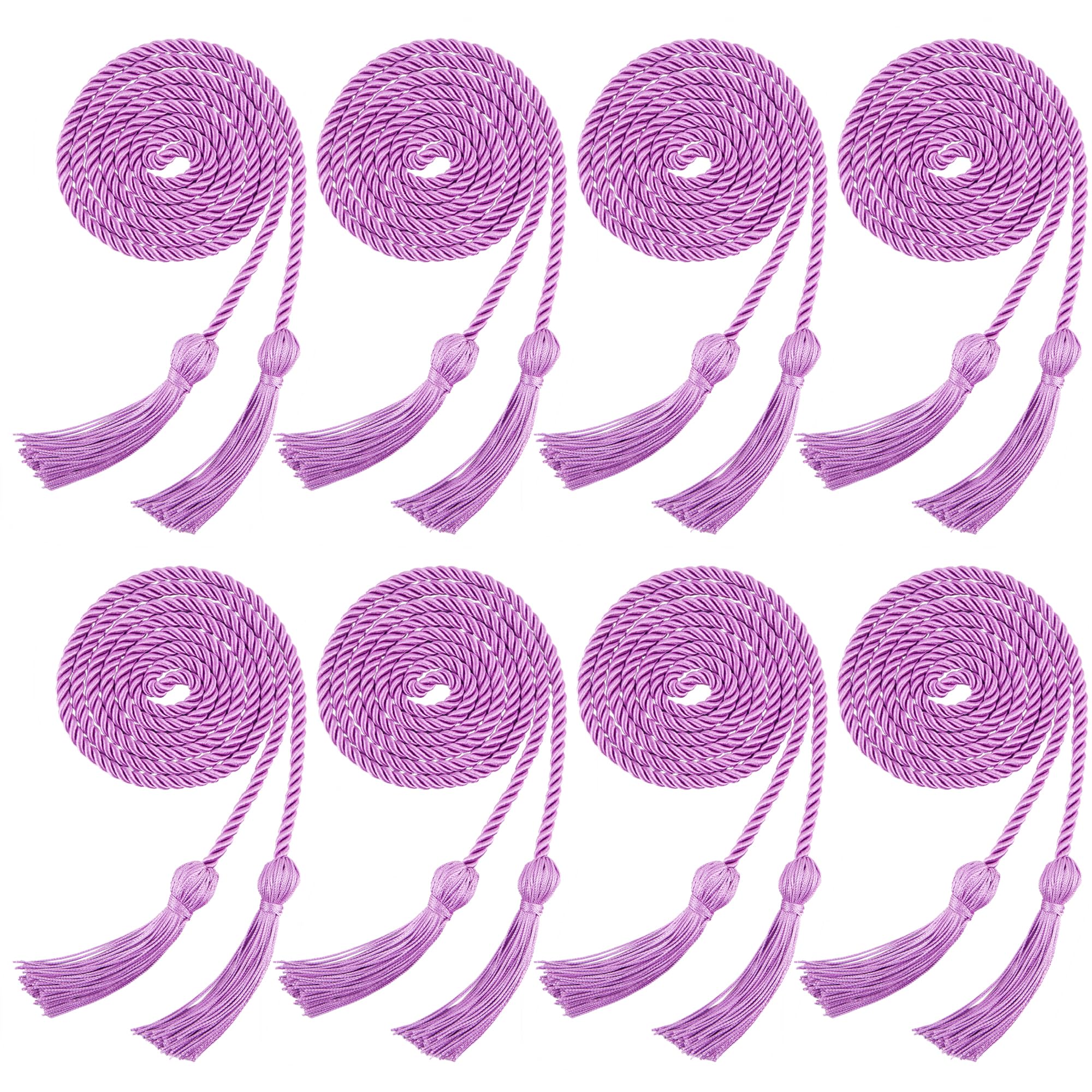 Trounistro 8 Pieces Graduation Cords Yarn Honor Cords with Tassel for College Graduation Students (Light Purple)