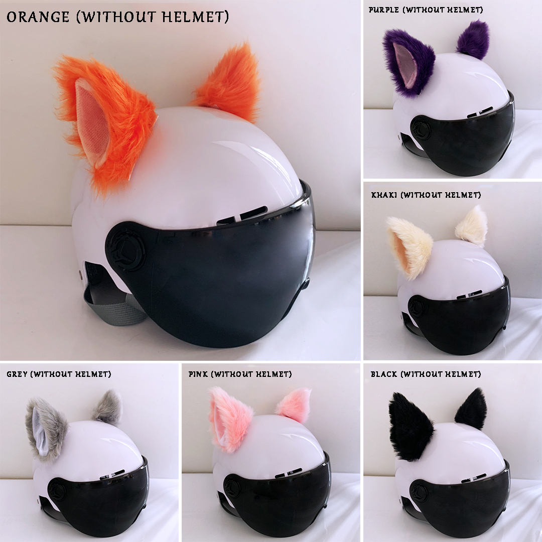 Cat Ears for Helmet Plush Ears Adhesive Helmet Accessory for Bicycle Motorcycle Smooth Surfaces Helmets Decor Black : Automotive