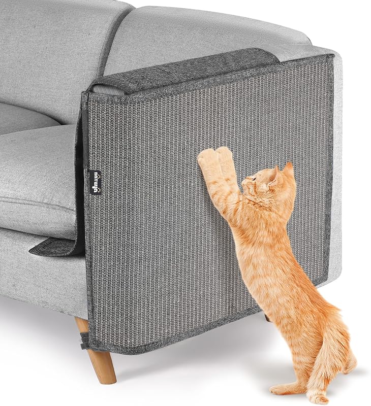 Tapete Arranhador para Gatos NATUYA em Sisal para Proteção do Braço do Sofá, Cinza, Lado Esquerdo