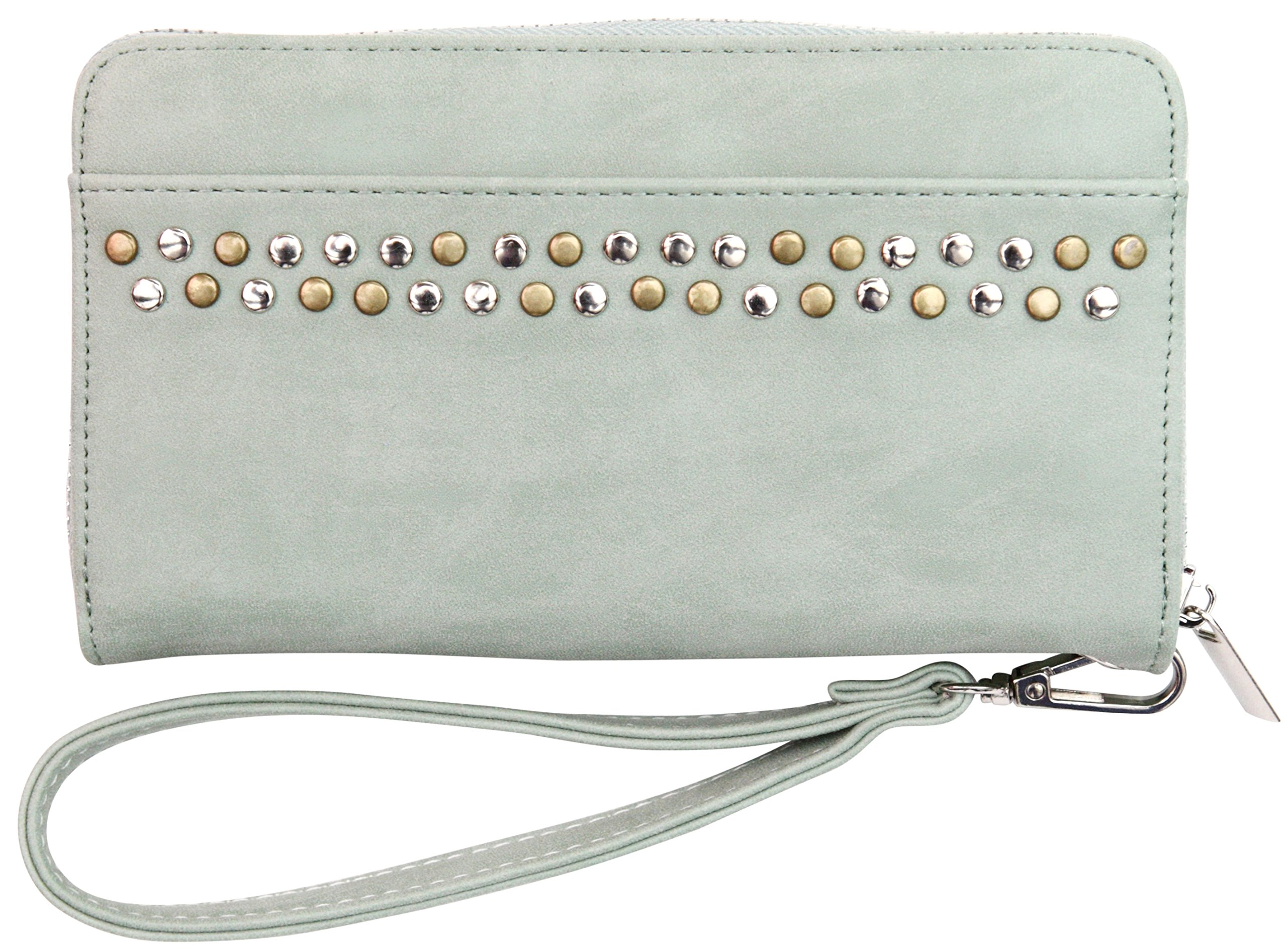 Felda Faux Leather Ladies Purse Wallet with Wrist Strap Suede Finish