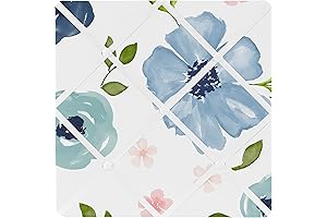 Sweet Jojo Designs Extra Large Navy Blue and Pink Watercolor Floral Fabric...