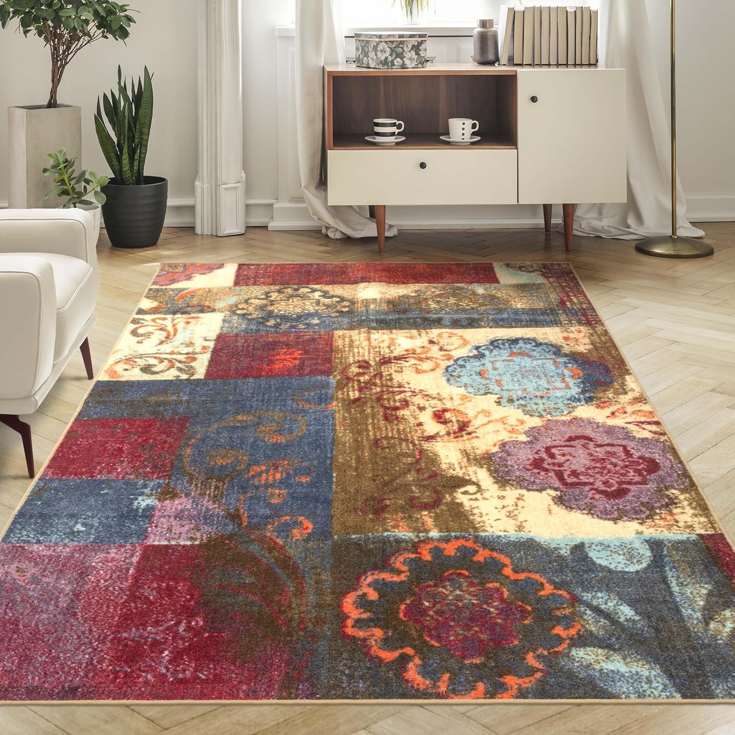 SUPERIOR Non-Slip Emory Indoor Runner Rug, Washable, Perfect for Living Room, Bedroom, Under Dining Room Table, Durable Rug, Ideal for on Tile or Carpet, Brown, 2' 7" x 8' Runner