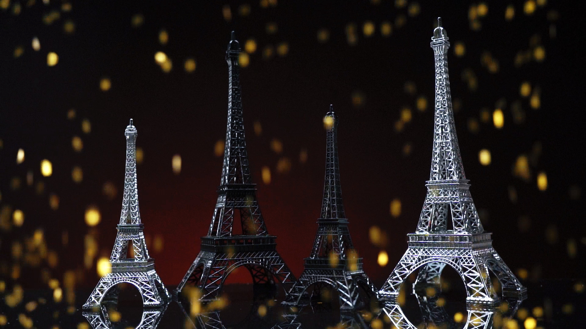 Set 4 Figuras Estatua Torre Eiffel Negro 7 Pulgadas miniatura 7