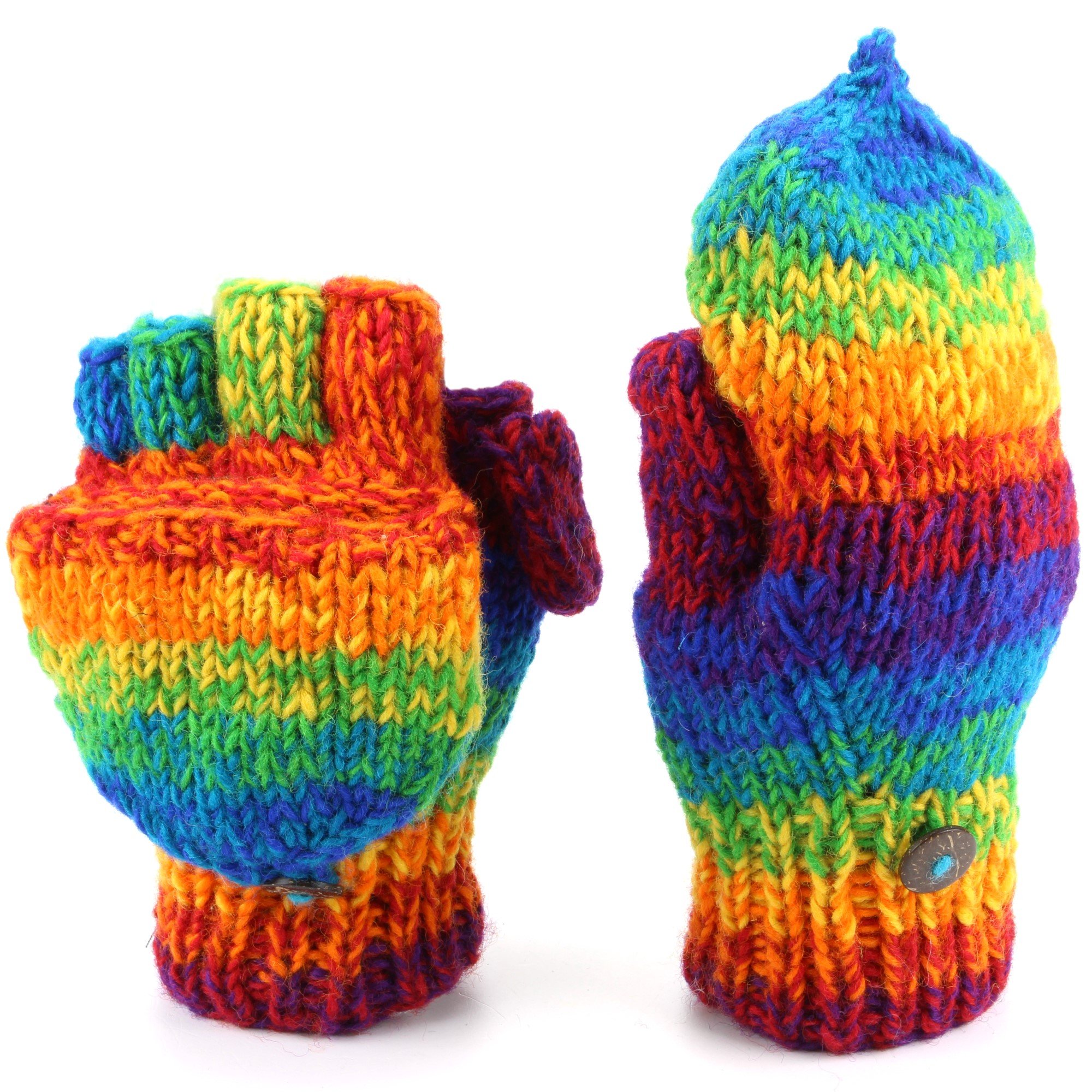 Loudelephant Unisex Sd Shredded Rainbow Wool Knit Fingerless Shooter Gloves - Space Dye (Rainbow)