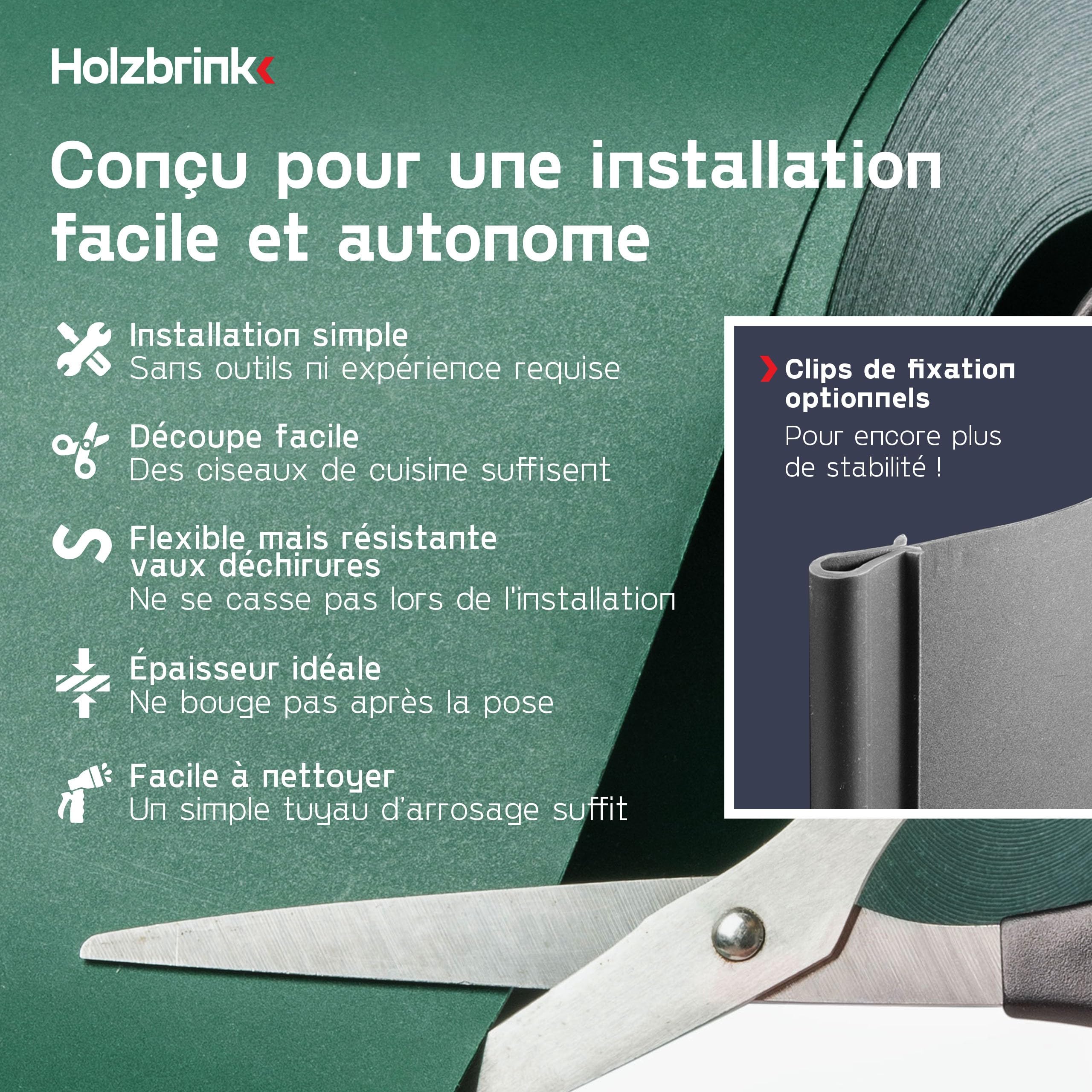 HOLZBRINK Brise vue occultant en PP | 19 cm x 26 m | Lamelle occultation grillage rigide | Rouleau brise-vue pour extérieur, balcon, jardin | vert (RAL 6005)