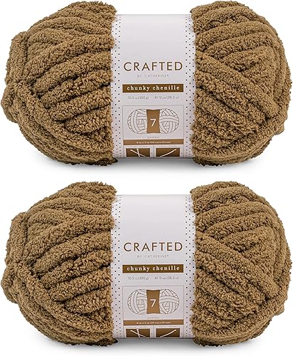 Miniatura 1 de Crafted By Catherine Hilo de felpilla grueso, paquete de 2 (41 yardas cada madeja), marrón, calibre 7 Jumbo