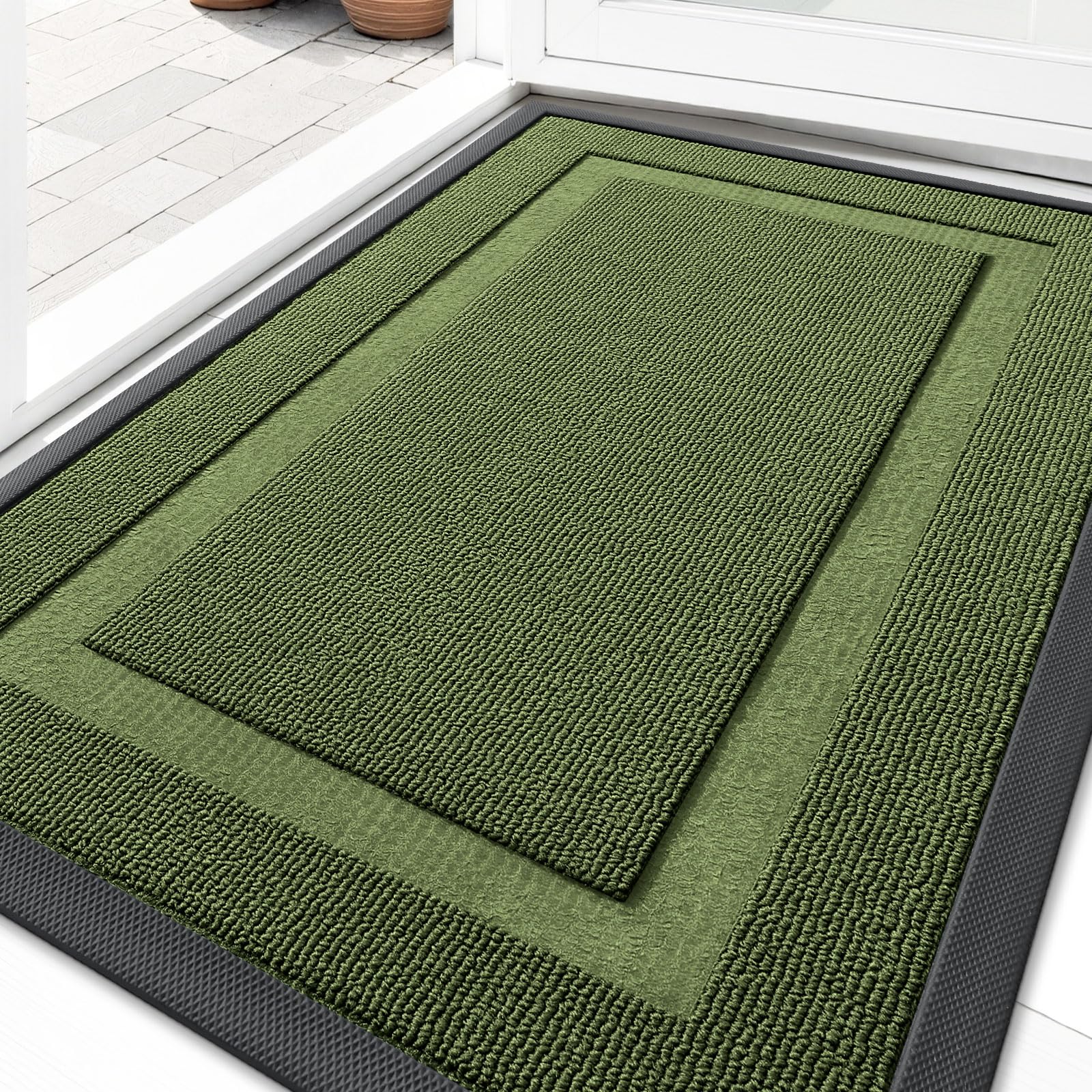 OLANLY Front Door Mat Outside 33x21, All-Season Heavy-Duty Rubber Doormat