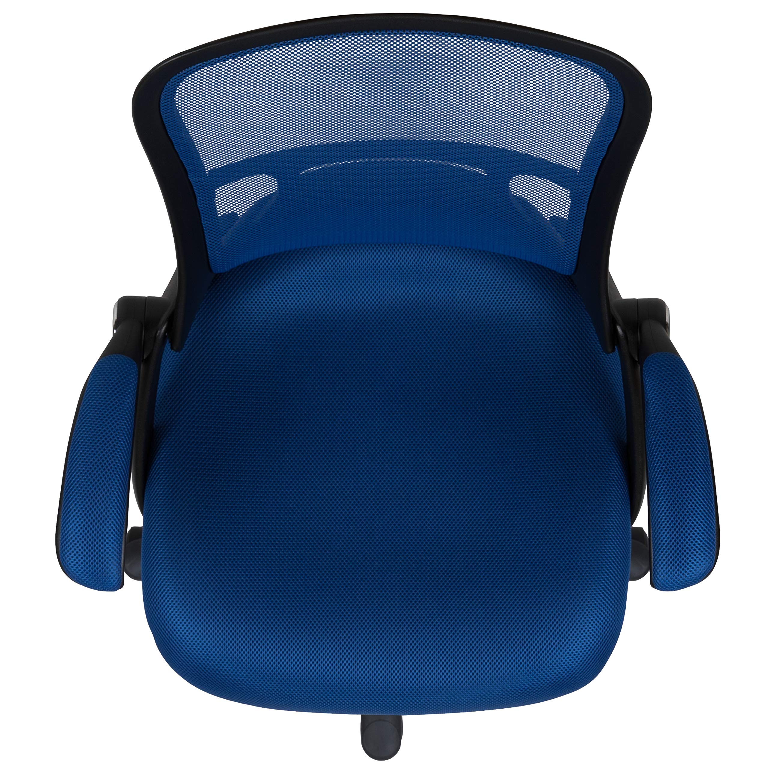 Porter - Silla de oficina giratoria de respaldo alto con soporte lumbar ajustable y altura del asiento, silla de escritorio ergonómica de malla con reposabrazos abatibles, azul/negro 8