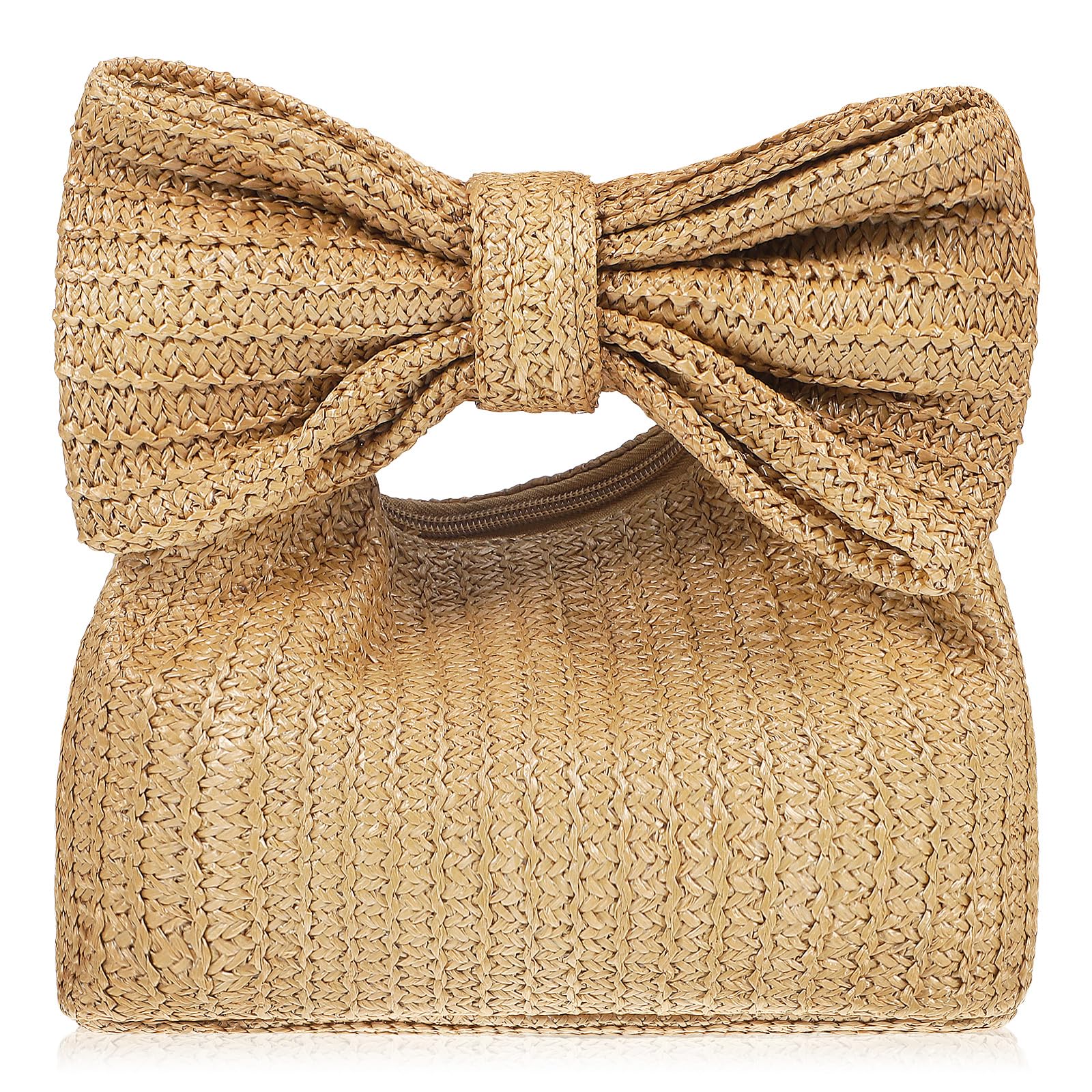 VALICLUD Straw Bag For Women Straw Clutch Straw Purse Bow Straw Clutch Purse Women Handbag Summer Beach Bag