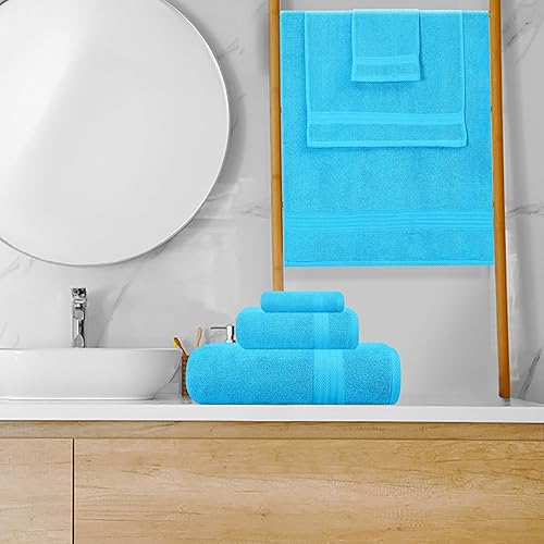 Miniatura 4 de GLAMBURG - Juego de 8 toallas de 100% algodón puro, incluye 2 toallas extragrandes de 27 x 54 pulgadas, 2 toallas de mano de 16 x 28 pulgadas y 4