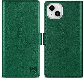 for iPhone 14 Wallet Case Magnetic Closure 6.1 inch,Green