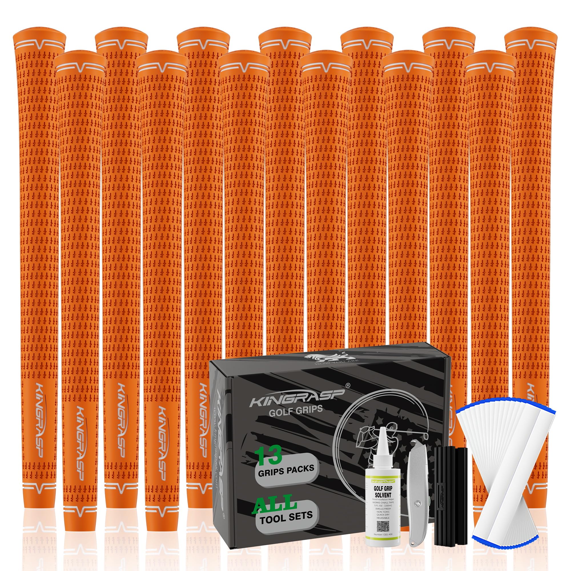 KINGRASP Golf Grips, Standard/Mid Size 5 Colors for Choice, Rubber Golf Club Grips Golf Grips Kit