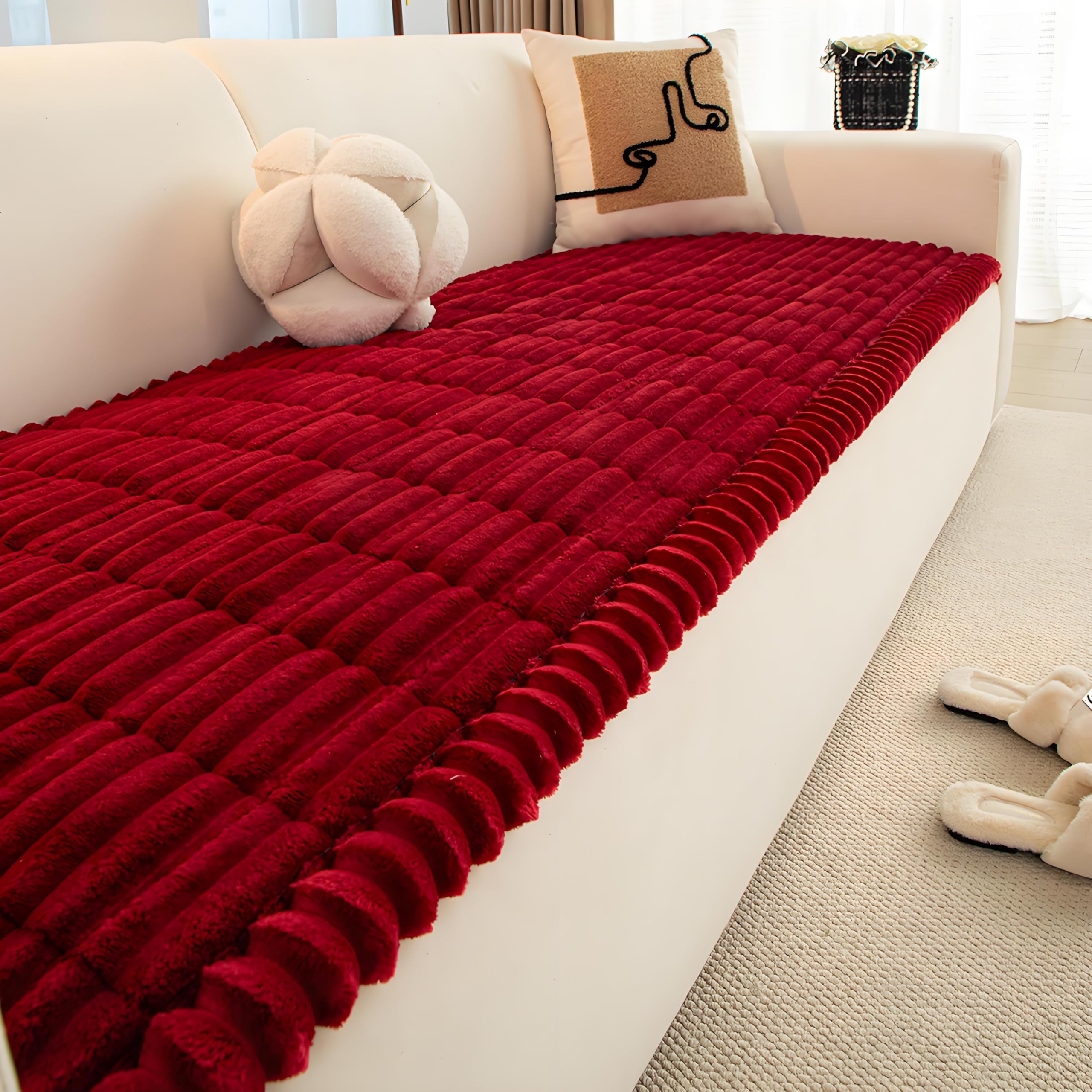 SRFYBGPY Pet Couch Covers for Sofa,Couch Covers for Dogs Washable,Non-Slip Sofa Cushion,Couch Covers for Cushion Couch Sofa Pet Friendly (Red, 27.6" x 70.9")