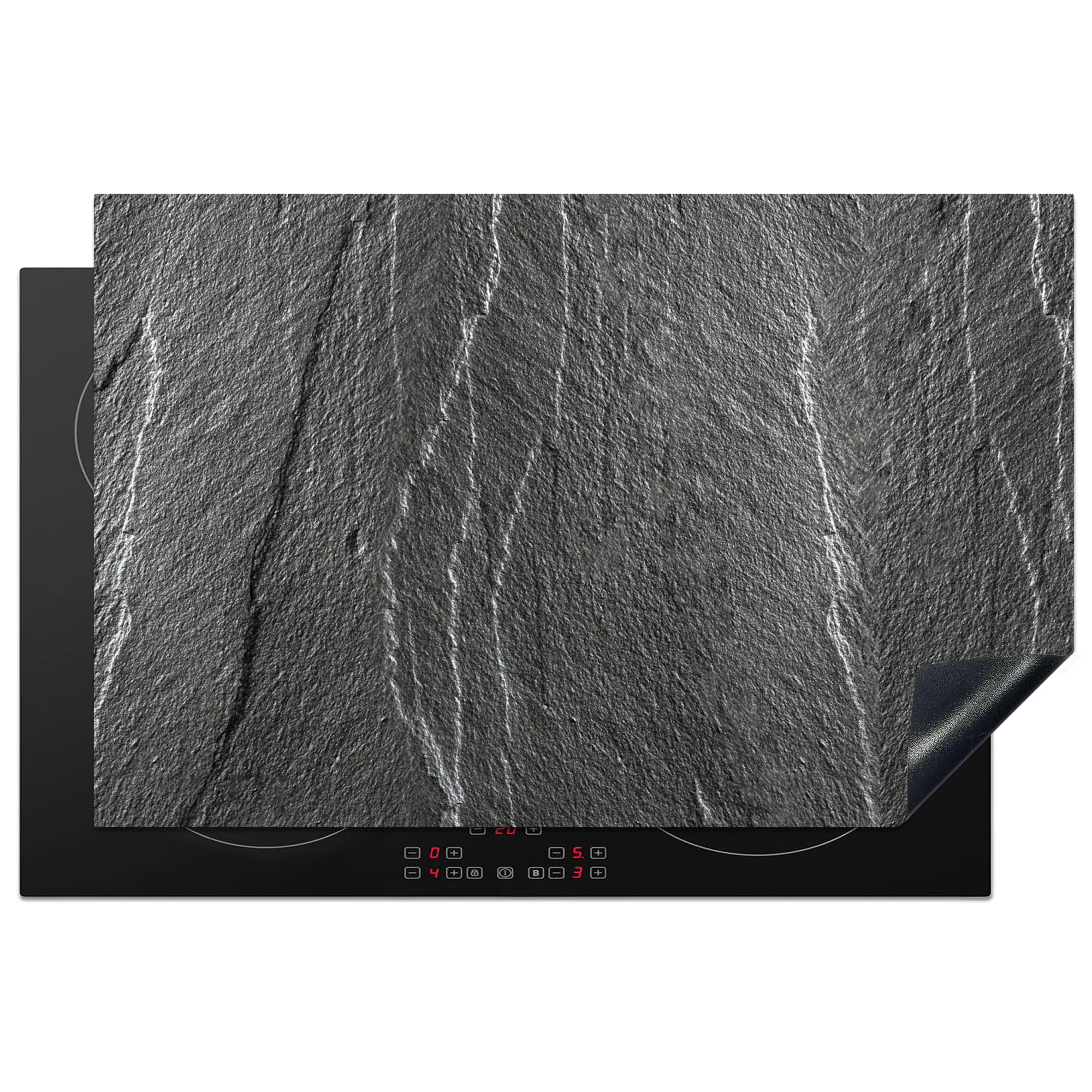 KitchenYeah© Induction Hob Cover Protector Mat 20.5"x31.5" / 80.2x52.2 cm Kitchen Universal Ceramic Covers for Electric Cookers Vinyl Stone - Anthracite - Grey - Stone Structure