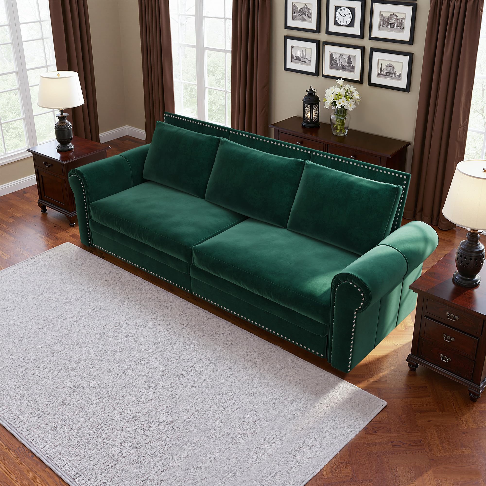 Casaphoria 93.7 Inch Pull Out Sleeper Sofa Beds, 3 in 1 Velvet Convertible Sofa Bed Couch, Vintage Loveseat Sofa Couch Bed for Apartment, Bedroom,