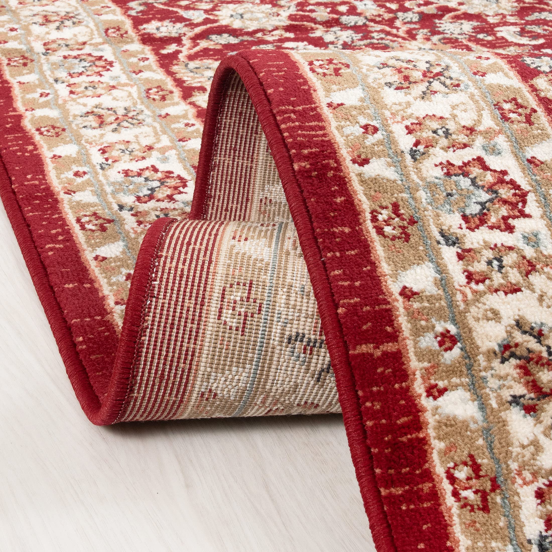 Carpeto Alfombra Pasillo 80x300cm Rojo Clásico Tradicional Oriental Vistoso
