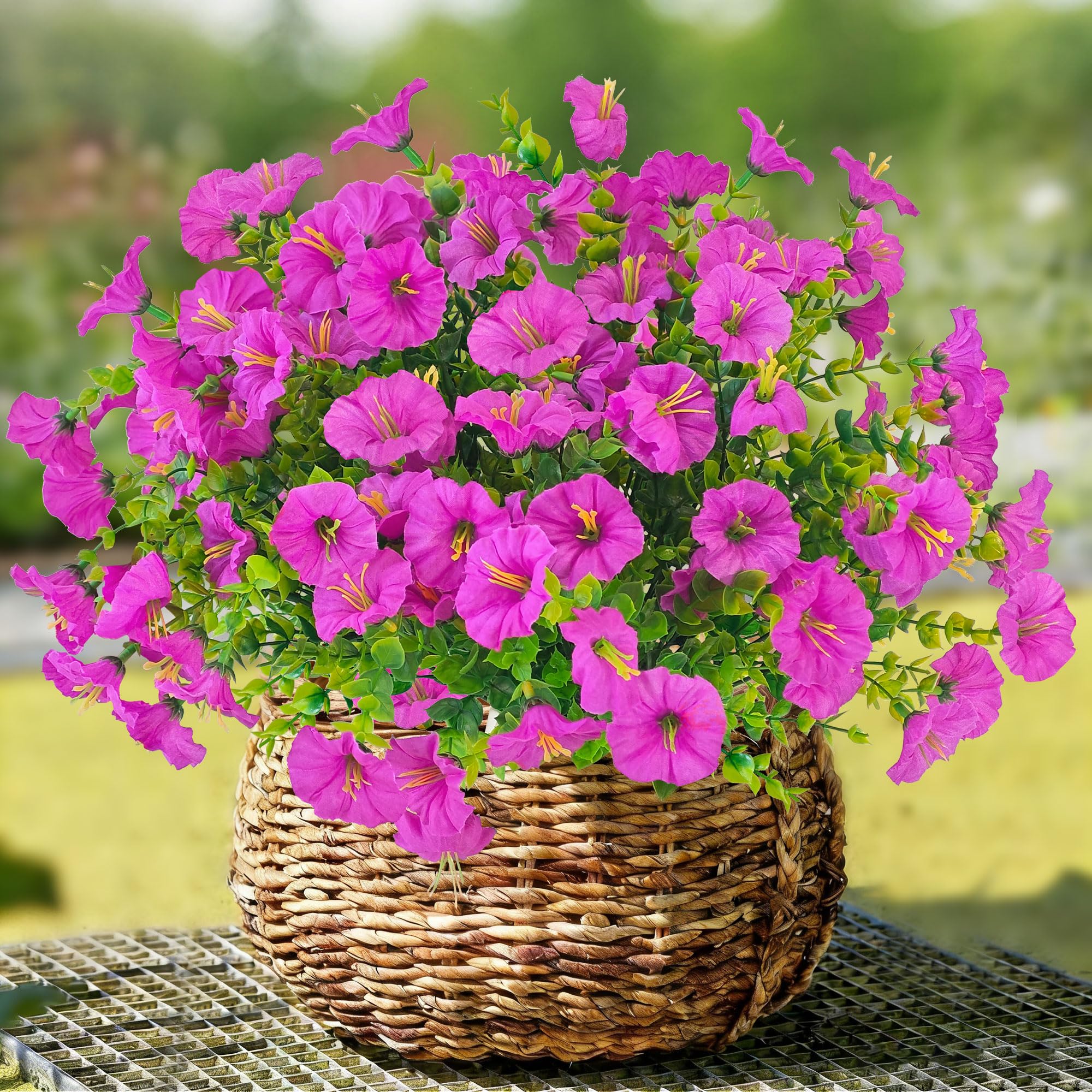 TINA Künstliche Blumen 6 Bündel Kunstblumen wie echt Künstliche Balkonpflanzen Wetterfest Petunie Seidenblumen Blumenstrauß UV-beständig Gefälschte Blumen Frühlingsdeko für Balkonkasten Innen Outdoor