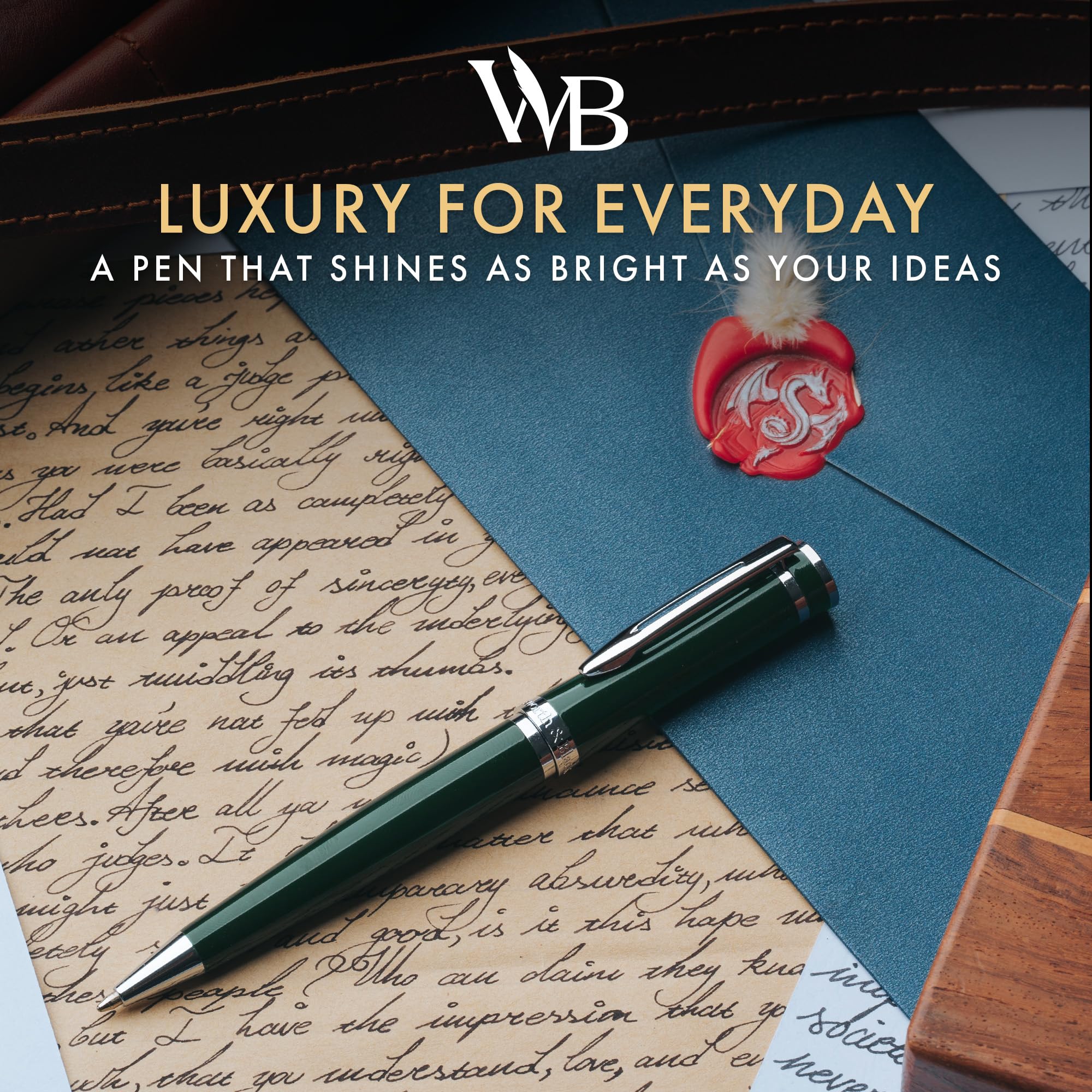 Wordsworth & Black Kugelschreiber Grüner Lack Atemberaubender Luxus Stift Chrom-Finish, Tinten-Nachfüllung, Bestes Geschenkset für Männer & Frauen, Nachfüllbar, Elegant, Schöne Stifte, Feine Spitze