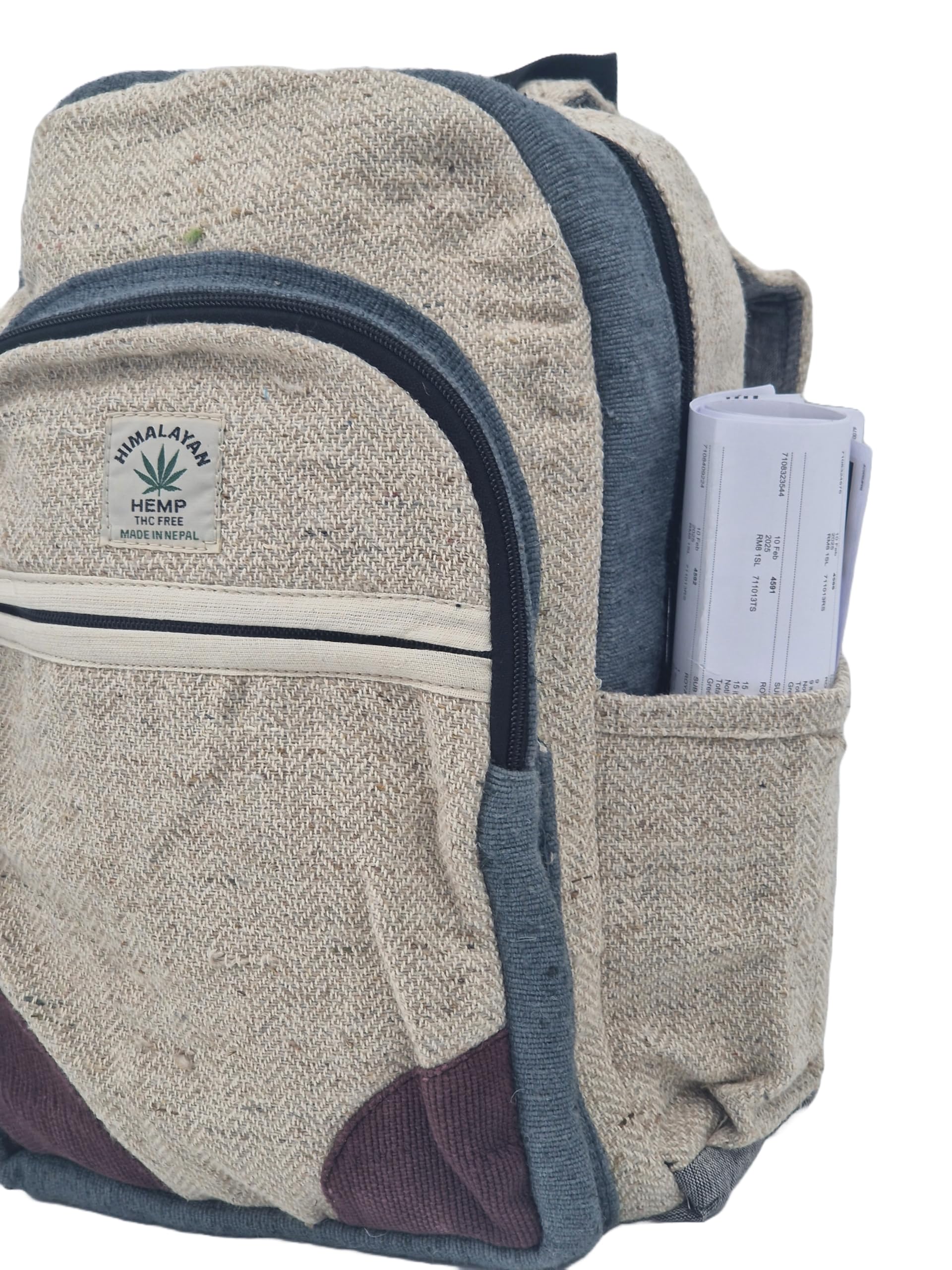 Zaino in canapa, durevole, sostenibile ed elegante, per uomini e donne, leggero, perfetto per viaggi, escursioni, scuola o lavoro, ecologico, autentico fatto a mano in Nepal
