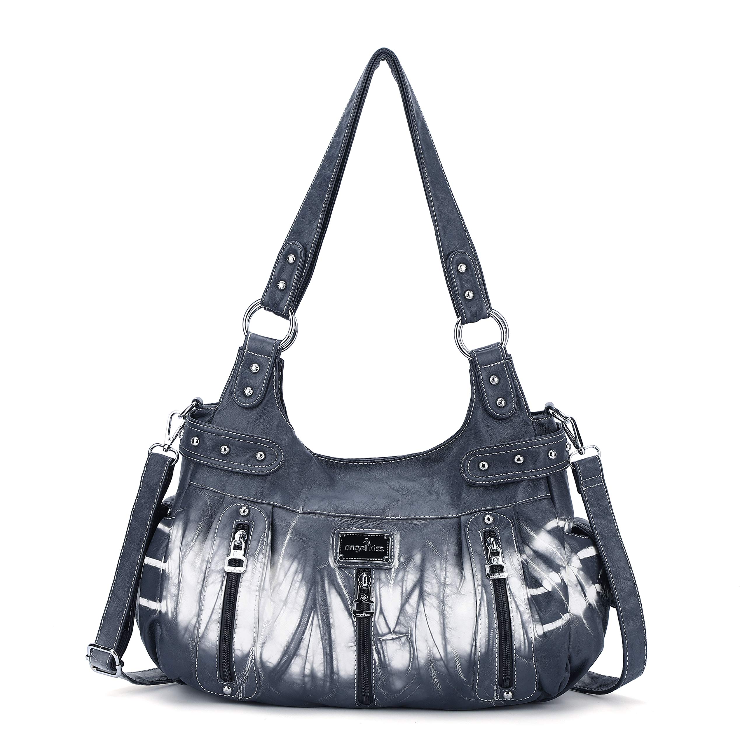 Angel Kiss Large Purses and Handbags for Women Washed Faux Leather Crossbody Hobo Satchel Shoulder Handbag Tote Purse Size: L